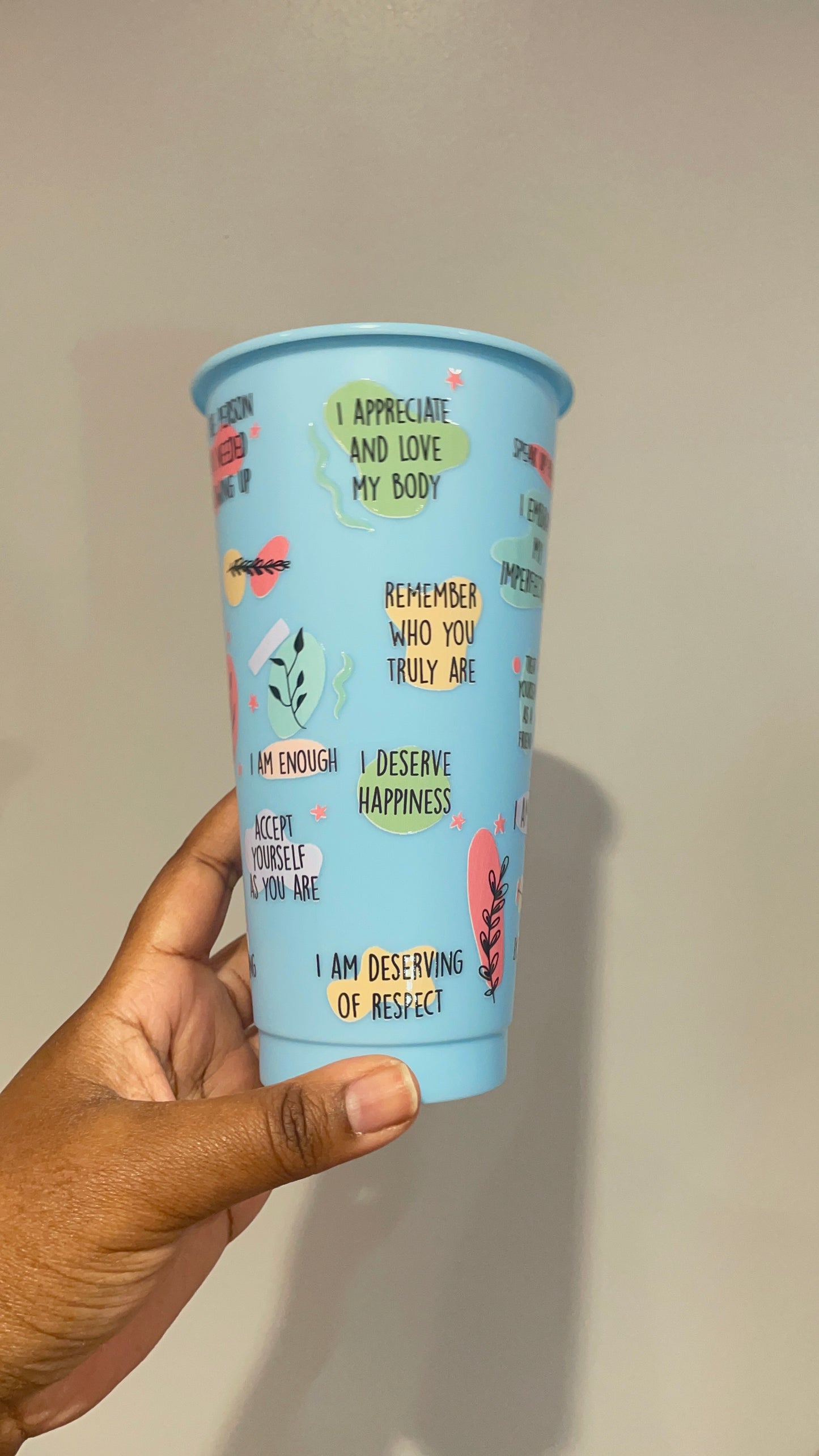Baby Blue Self Love Affirmations Cold Cup