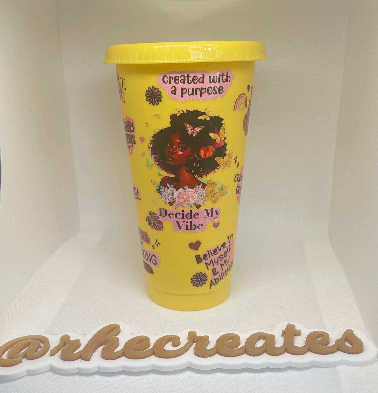 Yellow and Pink Black Girl Affirmations Cold Cup