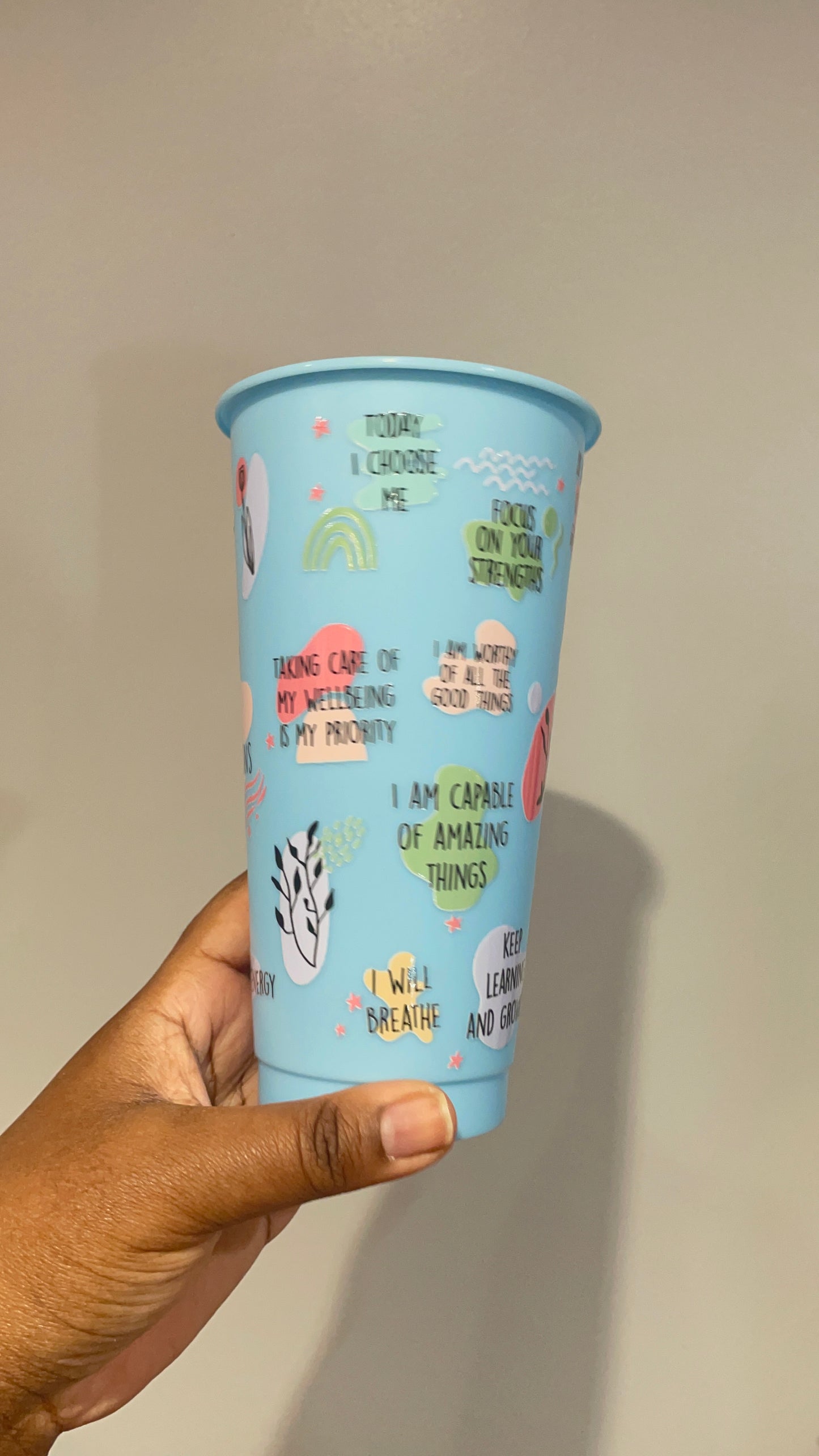 Baby Blue Self Love Affirmations Cold Cup