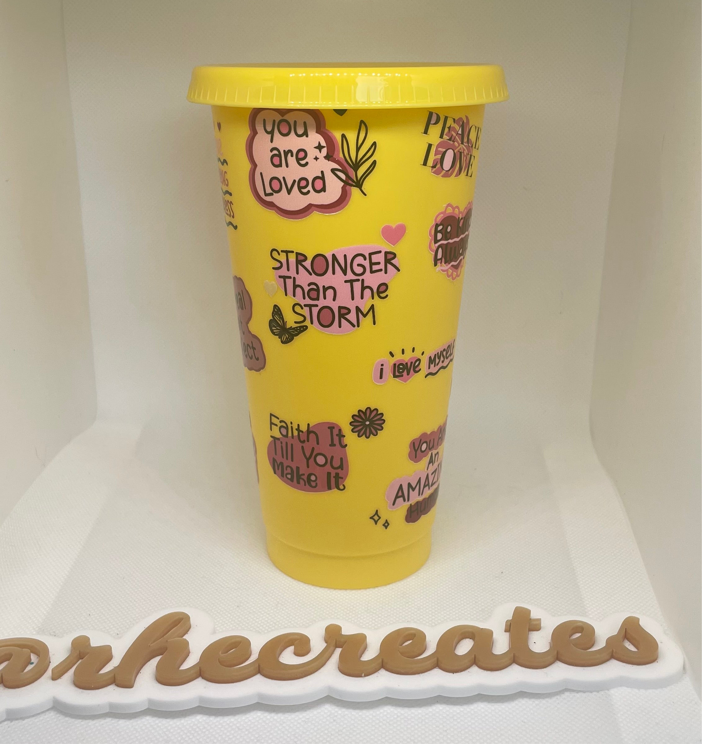 Yellow and Pink Black Girl Affirmations Cold Cup
