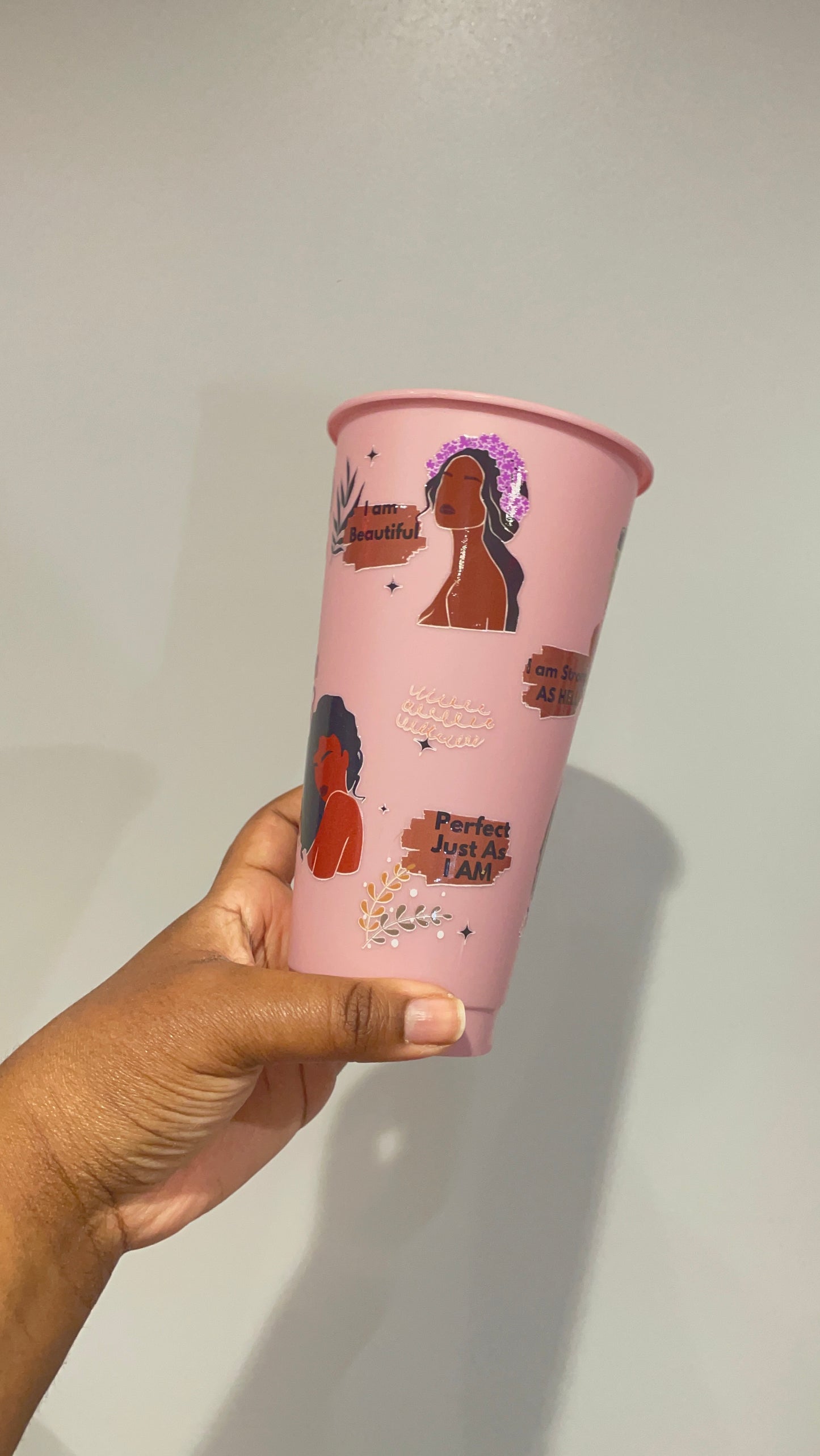 Brown Sugar Black Women Affirmations Muted Pink Cold Cup