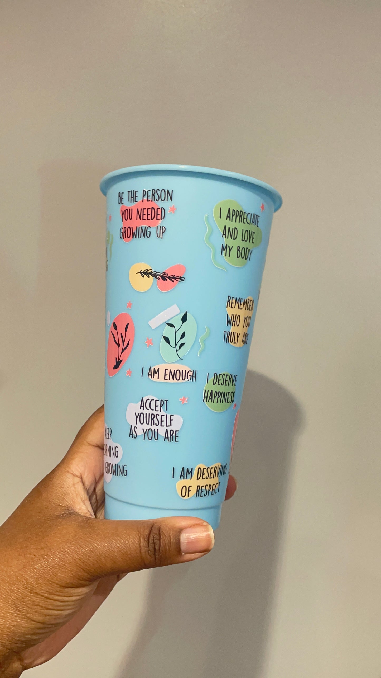 Baby Blue Self Love Affirmations Cold Cup