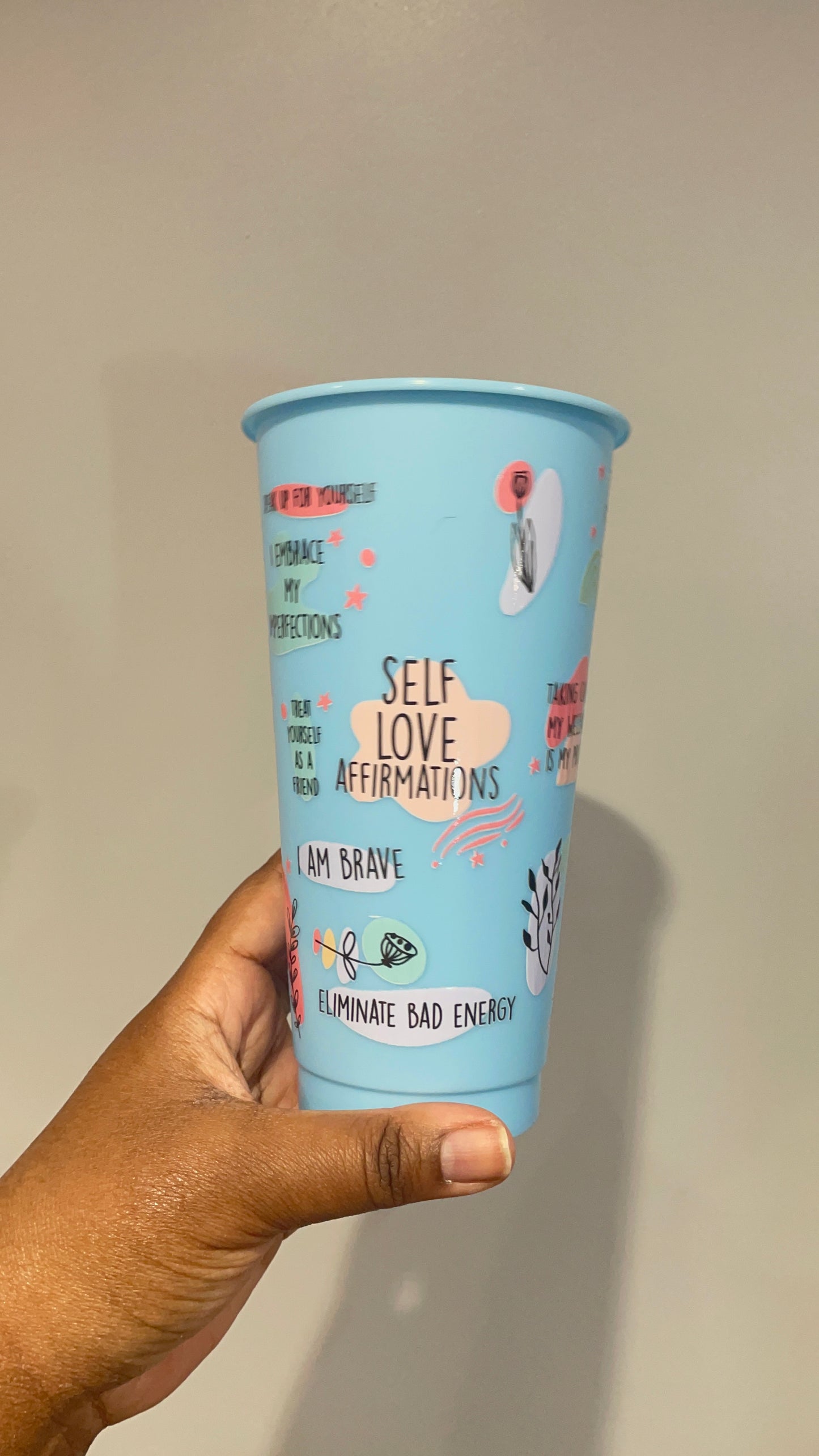 Baby Blue Self Love Affirmations Cold Cup