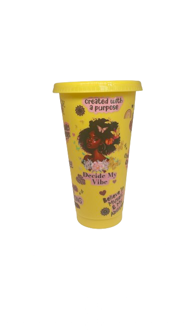 Yellow and Pink Black Girl Affirmations Cold Cup