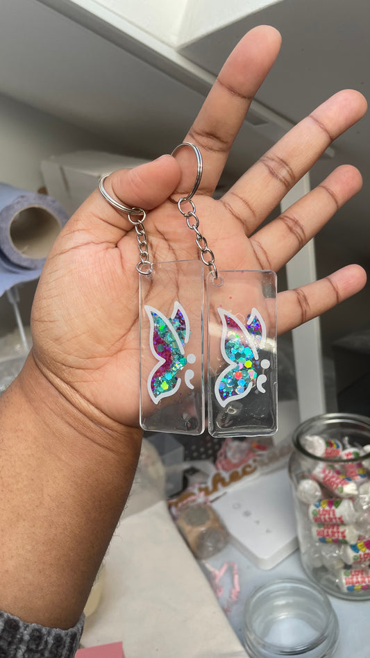 Semicolon Butterfly Keyring