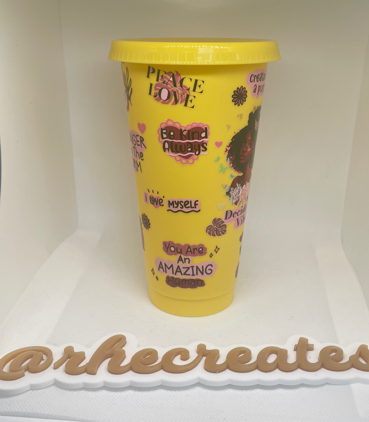 Yellow and Pink Black Girl Affirmations Cold Cup