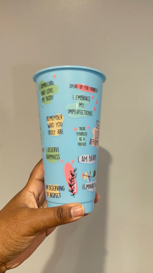 Baby Blue Self Love Affirmations Cold Cup