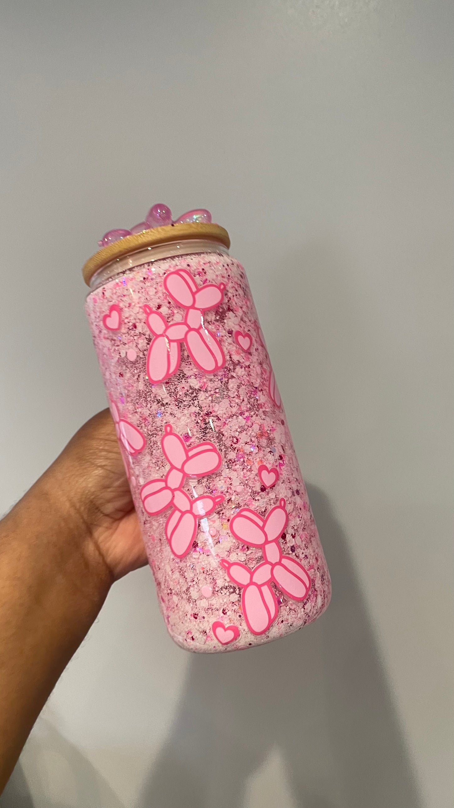 MAKE-YOUR-OWN 15oz Custom Glass Snowglobe Tumbler with Handle