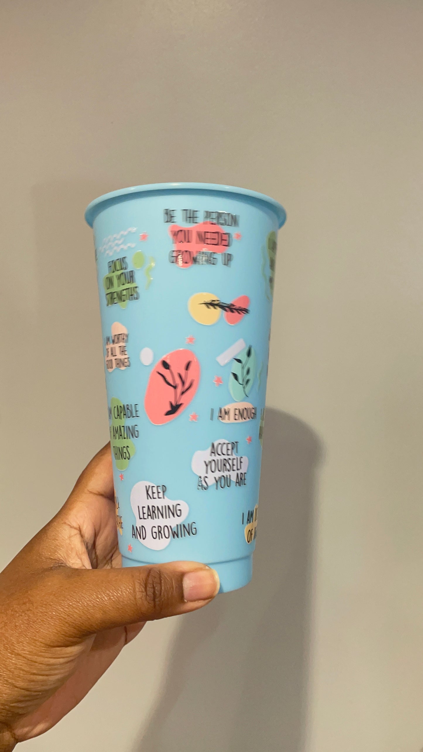 Baby Blue Self Love Affirmations Cold Cup