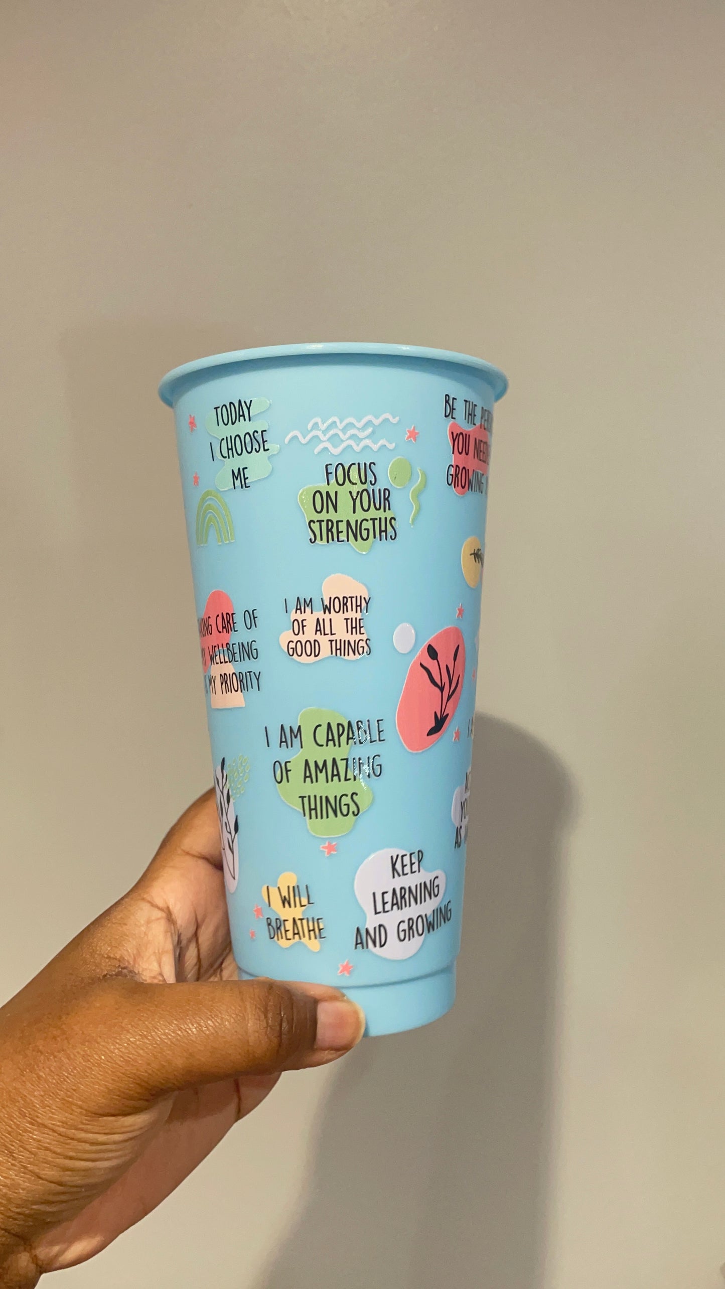 Baby Blue Self Love Affirmations Cold Cup