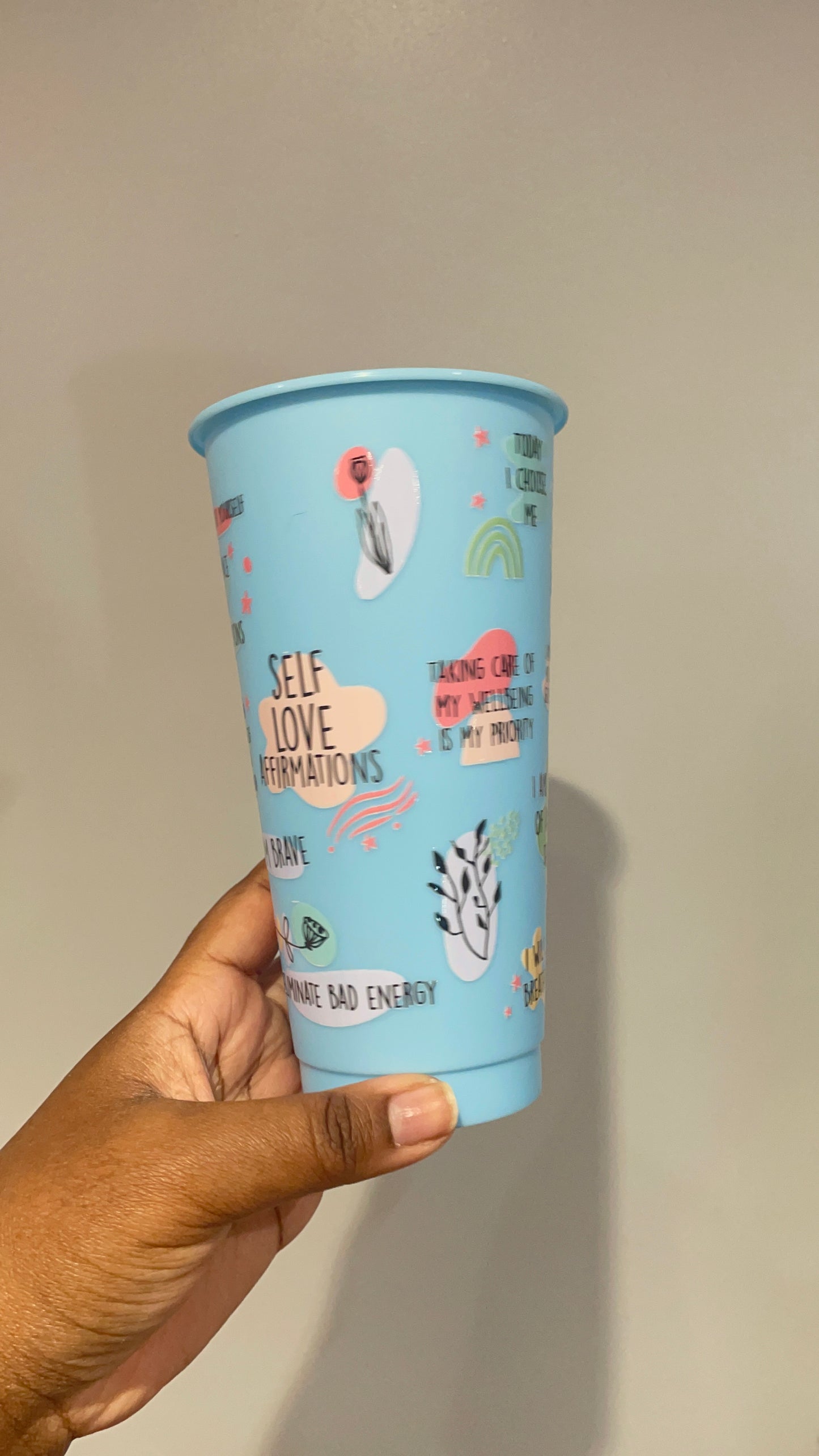 Baby Blue Self Love Affirmations Cold Cup
