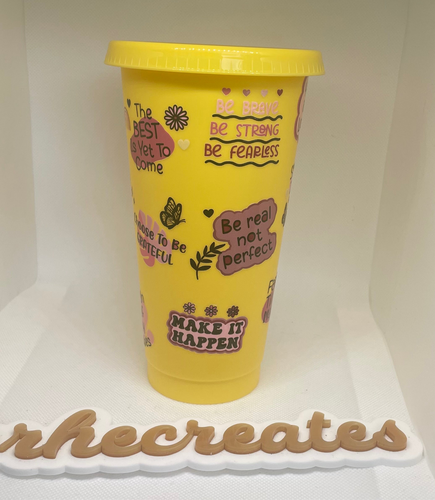 Yellow and Pink Black Girl Affirmations Cold Cup