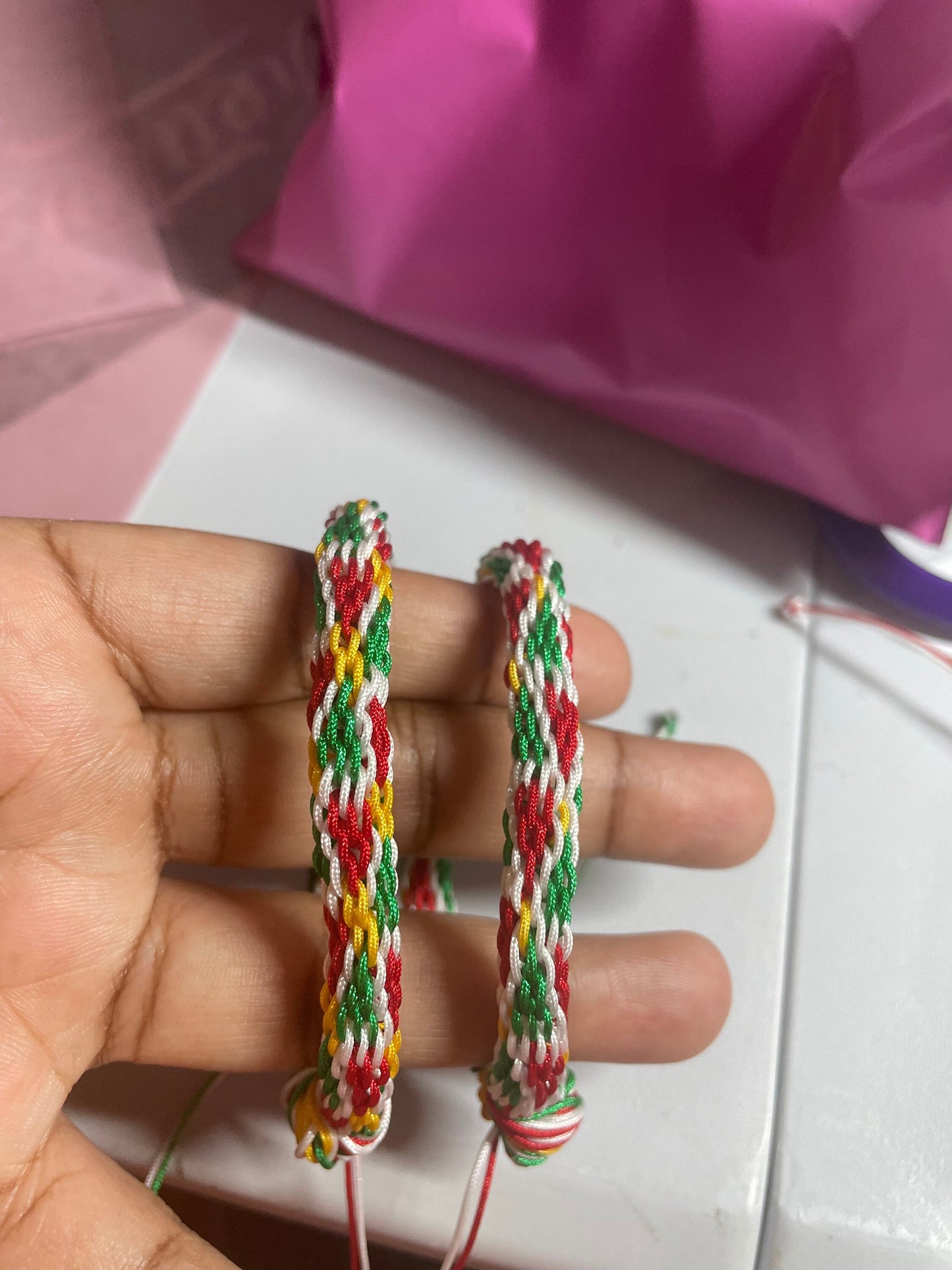Triangle pattern kumihimo bracelet