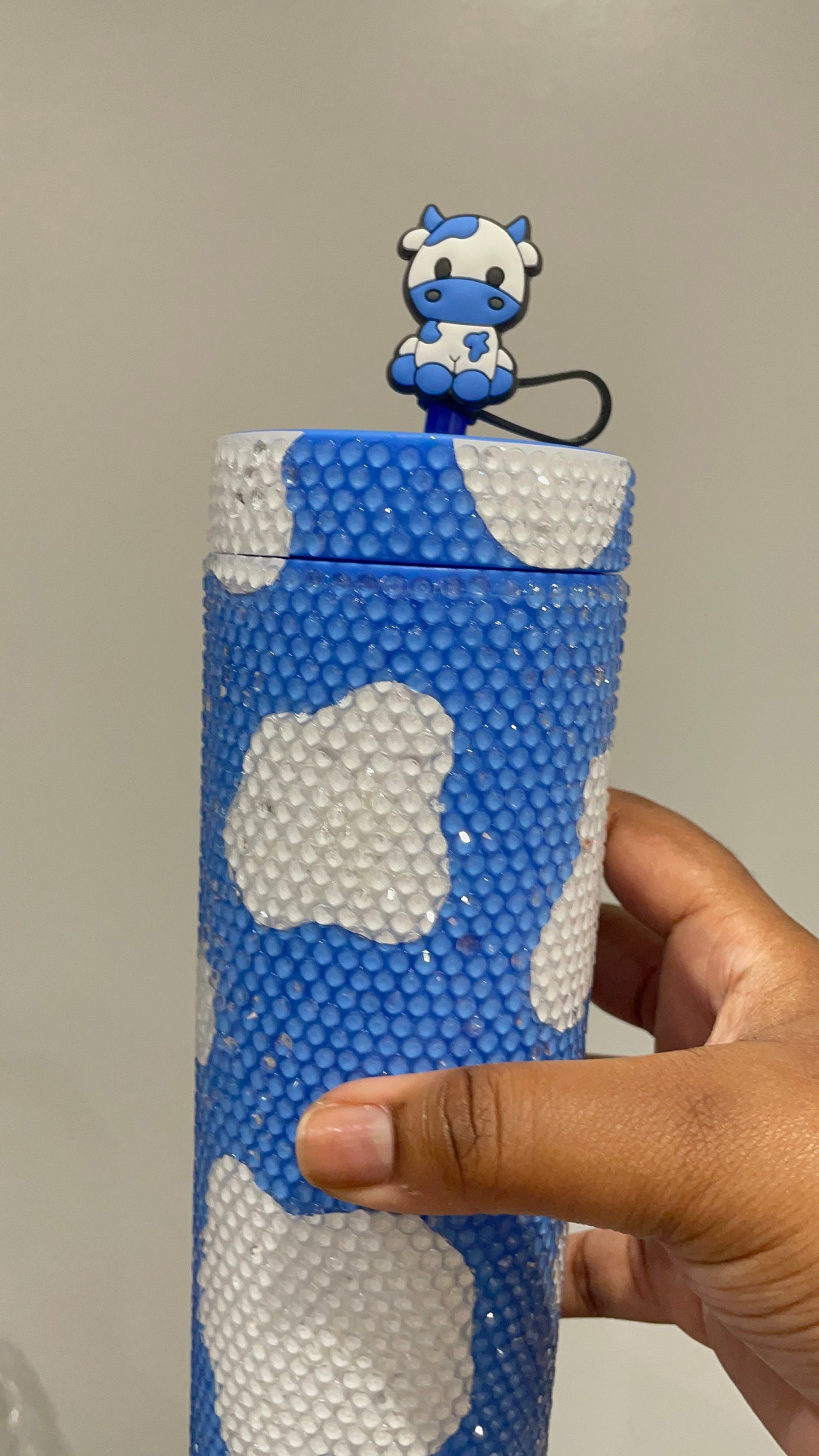 READY-TO-SHIP Rhinestone Cow Print Skinny Tumbler | Fully Rhinestoned Double Wall Skinny Tumbler