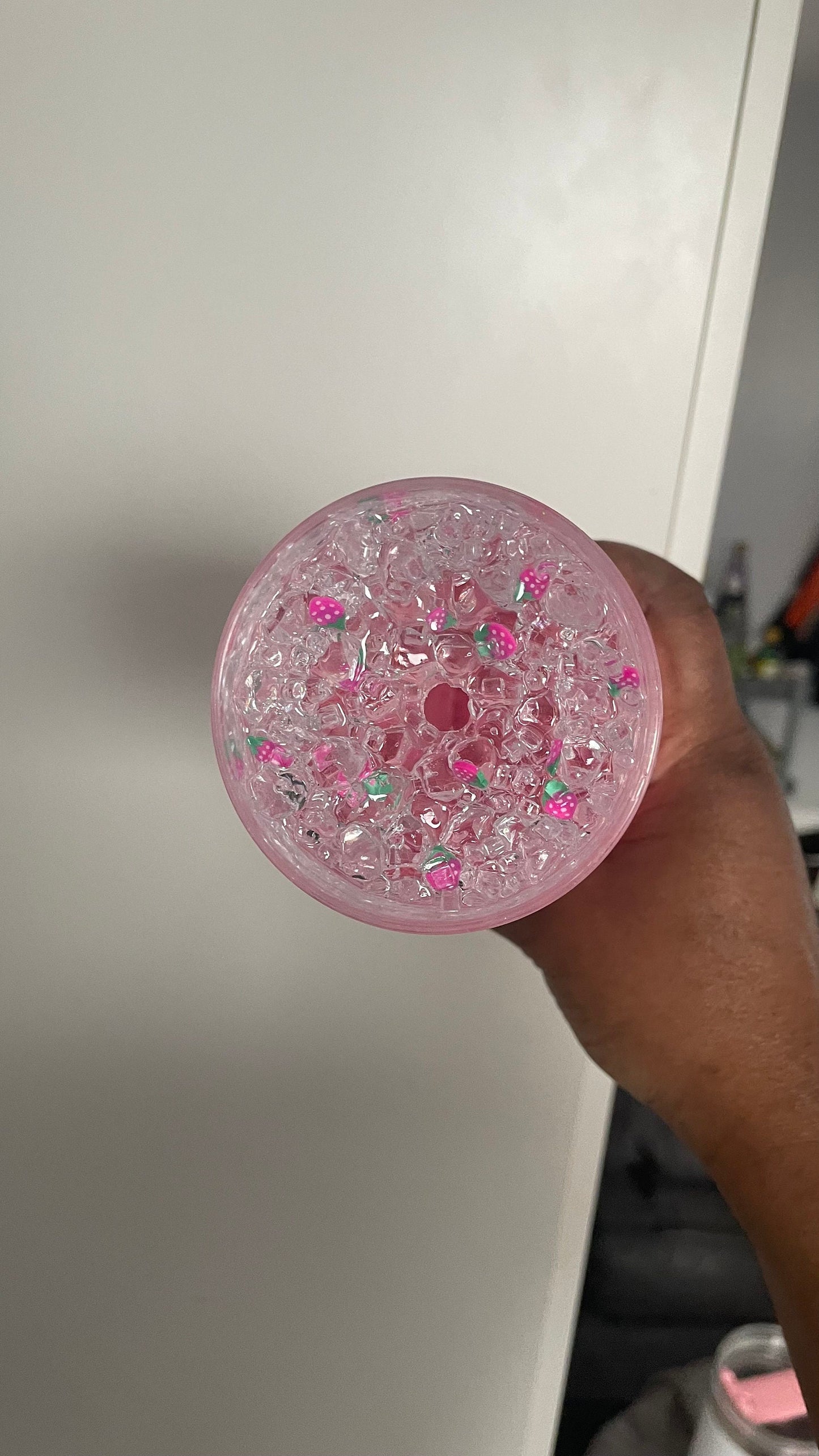 Strawberry Snowglobe Skinny Tumbler (READY-TO-SHIP)