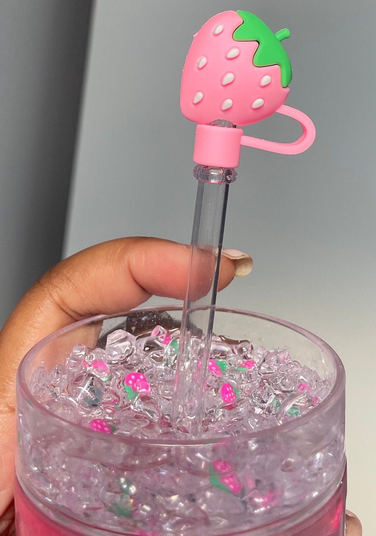 Strawberry Snowglobe Skinny Tumbler (READY-TO-SHIP)
