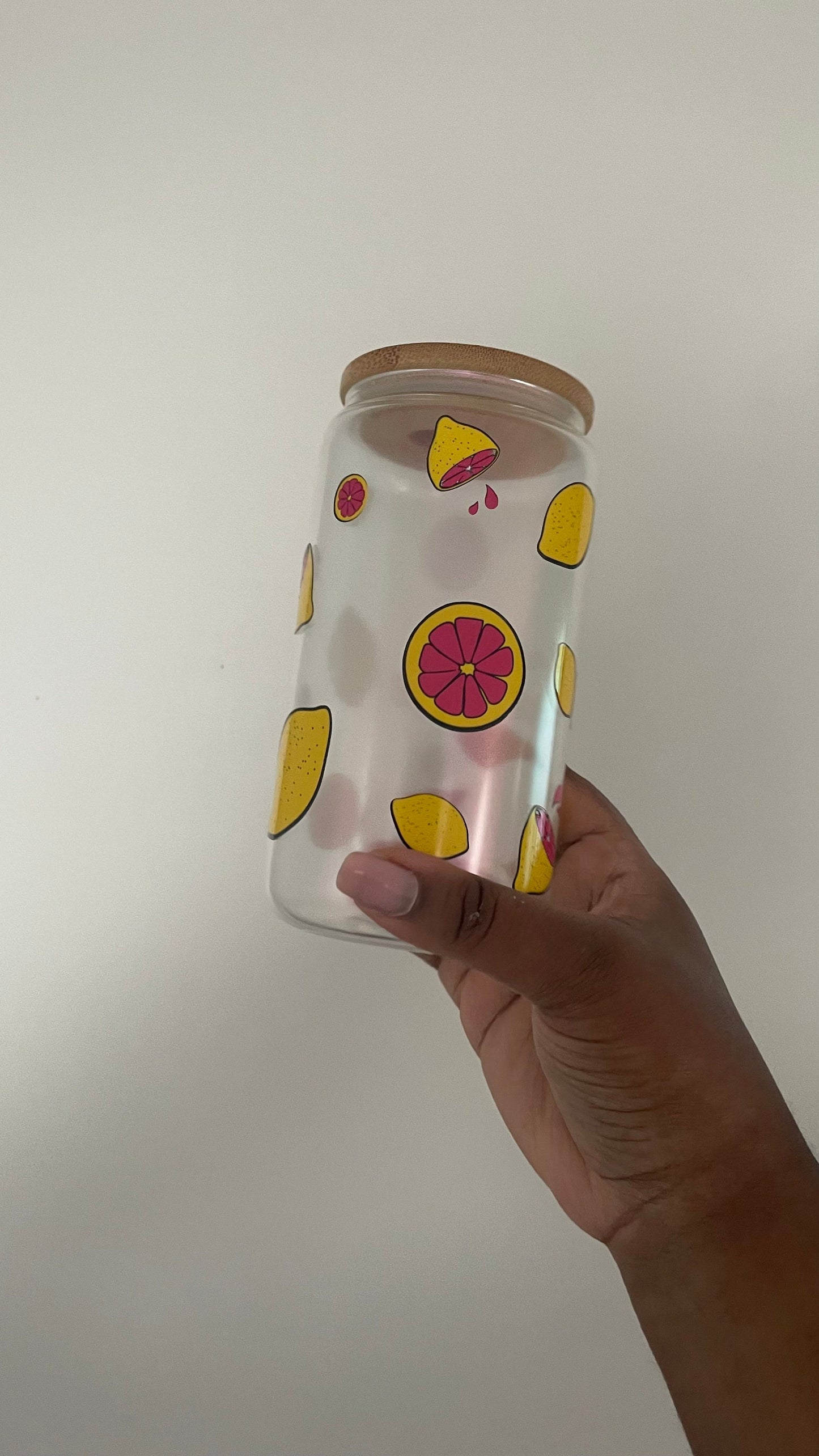 Ready-to-ship | Pink Lemonade Glass Can tumbler | Pink iridescent glass cup