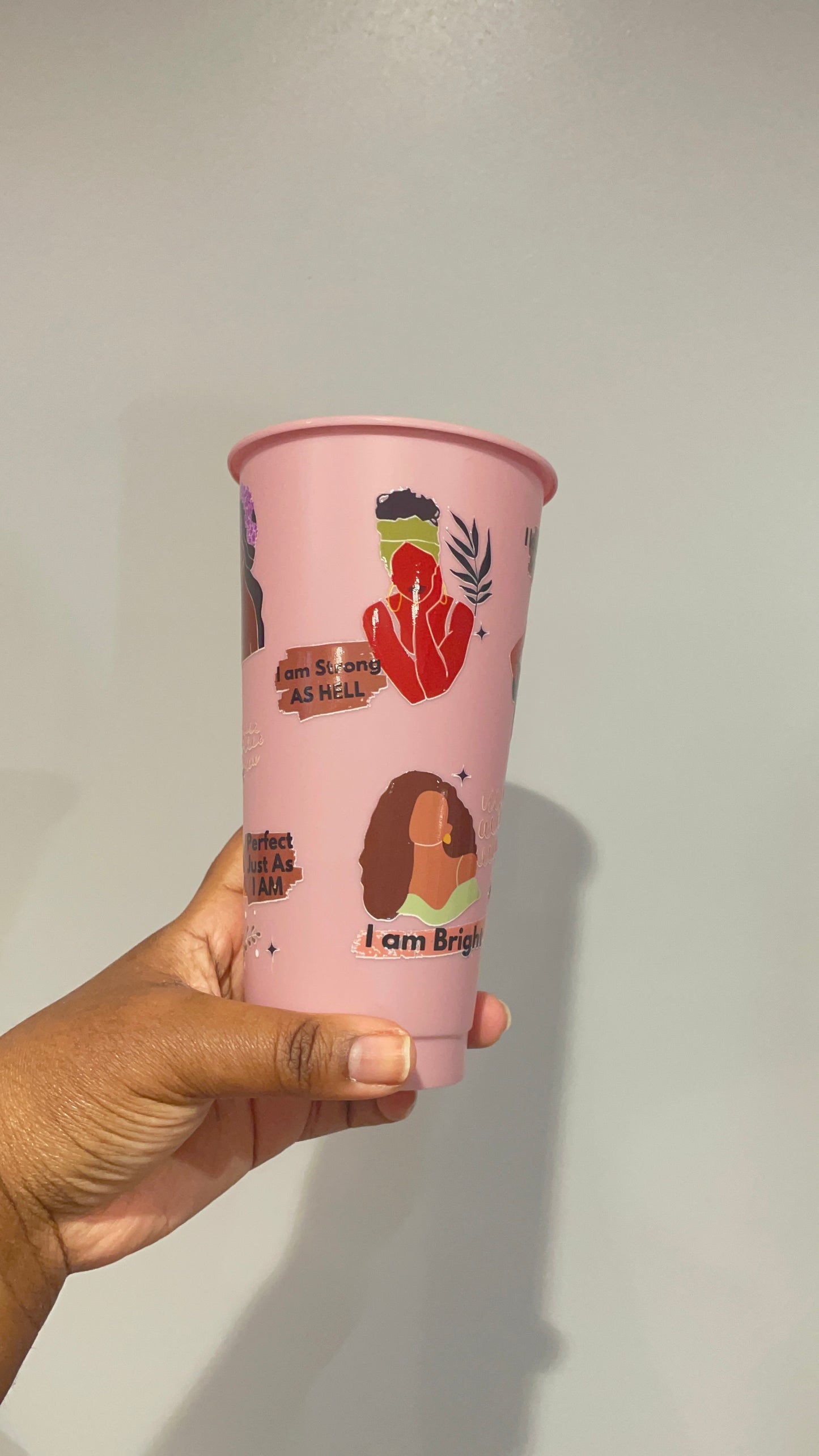 Brown Sugar Black Women Affirmations Muted Pink Cold Cup