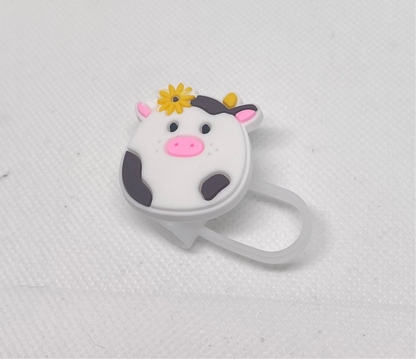 Round Cow straw topper