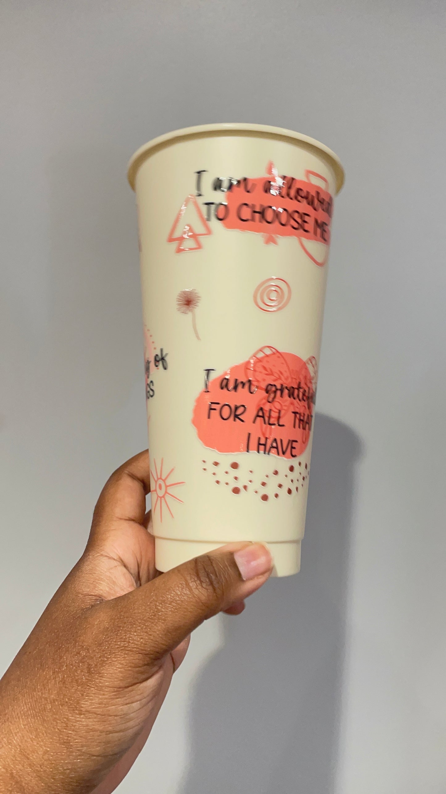 Self Love Affirmations Orange and Pastel Yellow Cold Cup