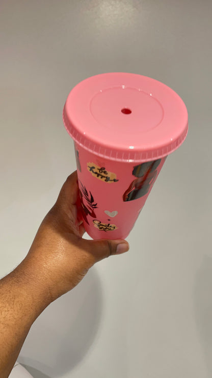 Pink Black Women Affirmations Cold Cup