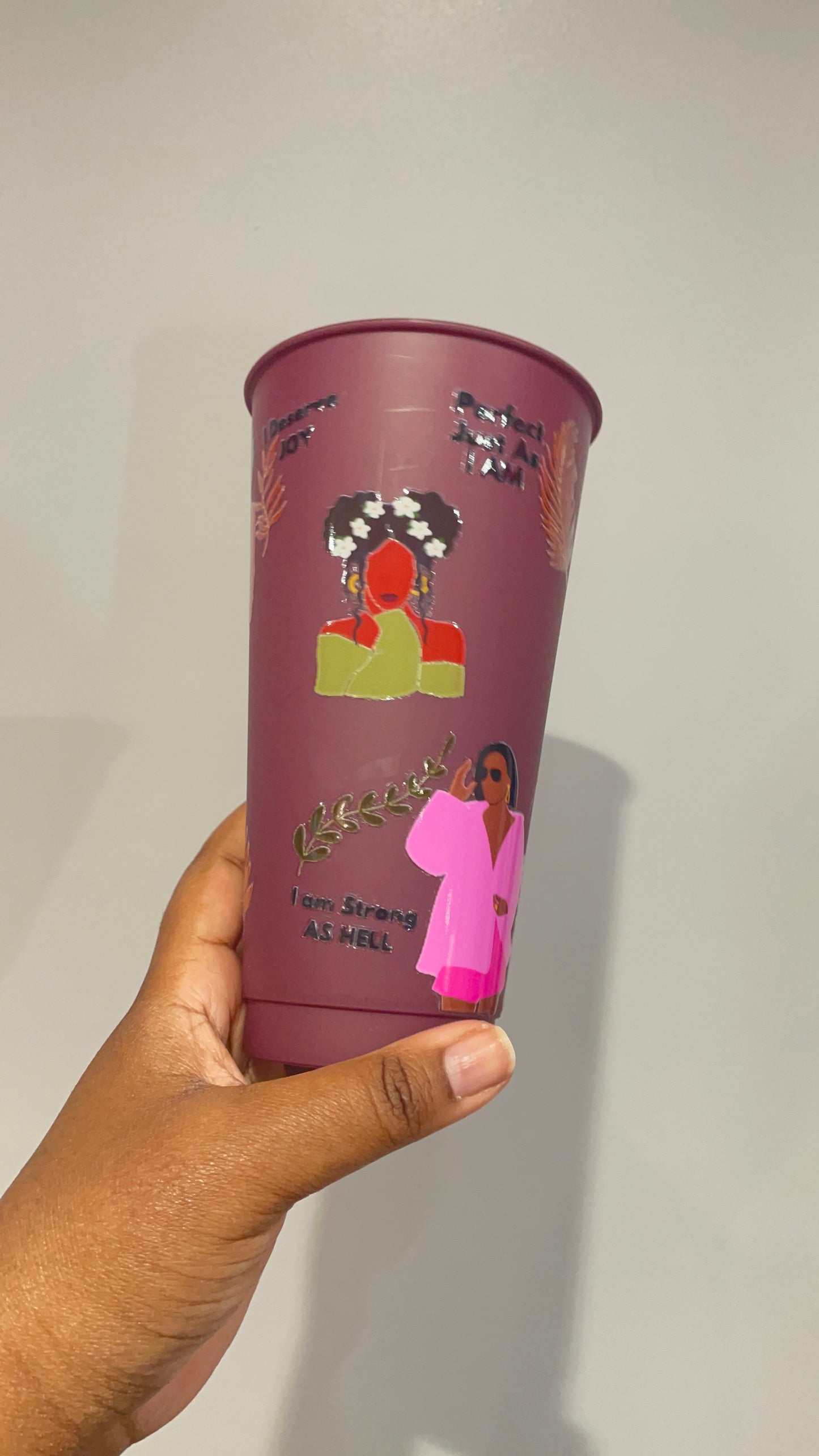 Black Women Affirmations Burgundy Cold Cup