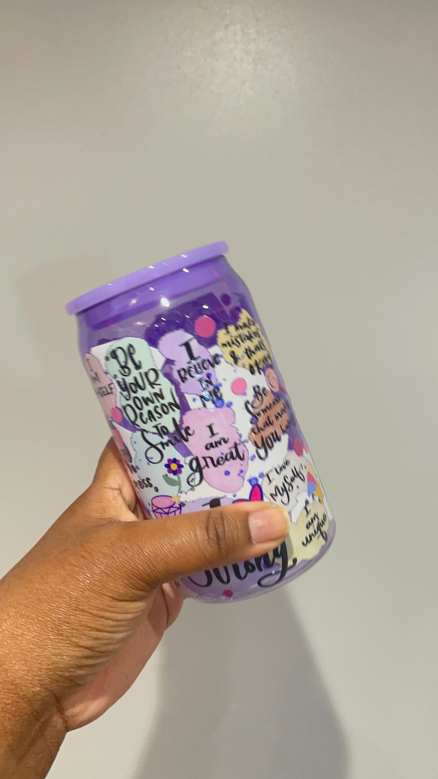 Self Love Purple Plastic Can Tumbler