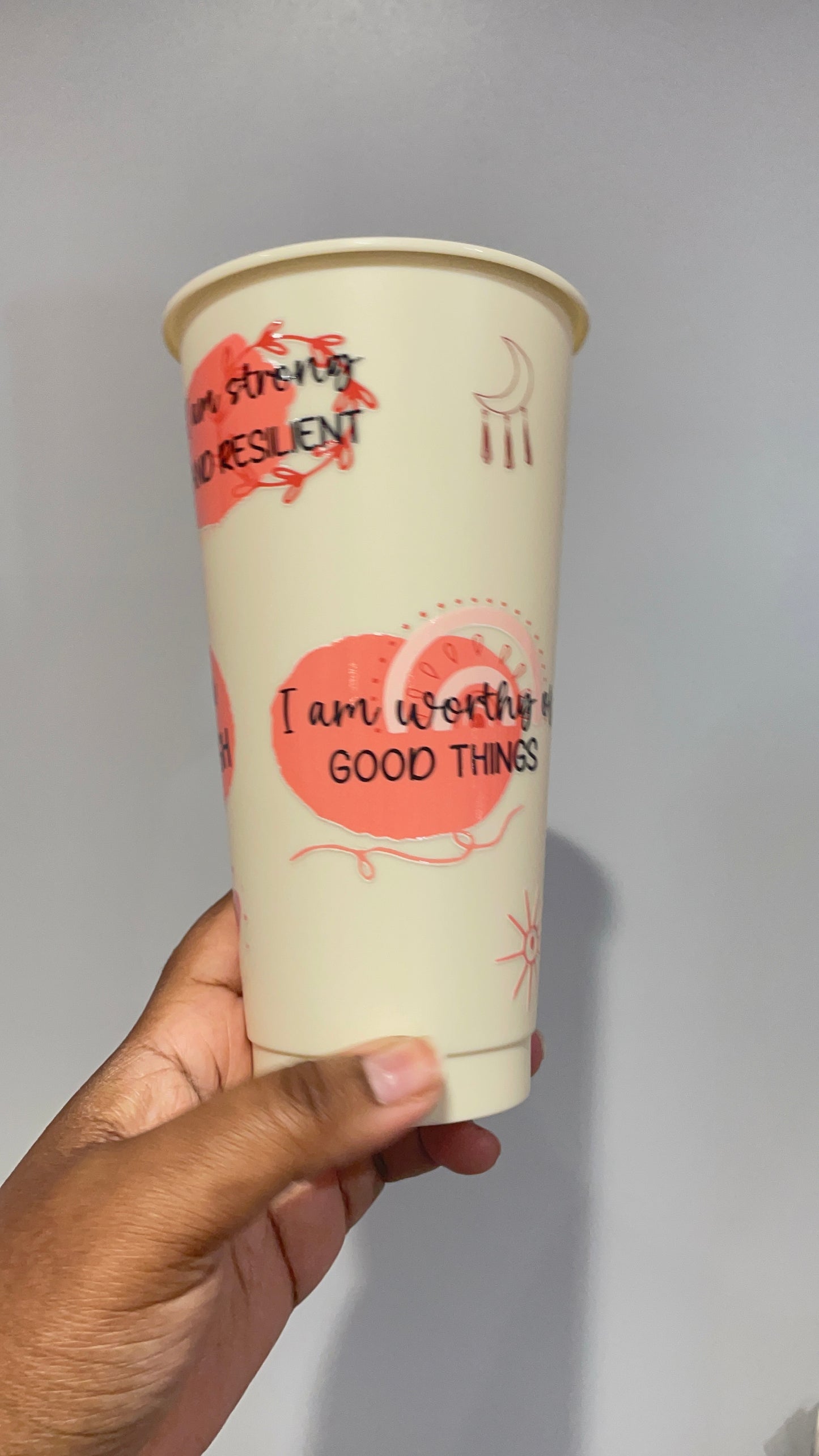 Self Love Affirmations Orange and Pastel Yellow Cold Cup