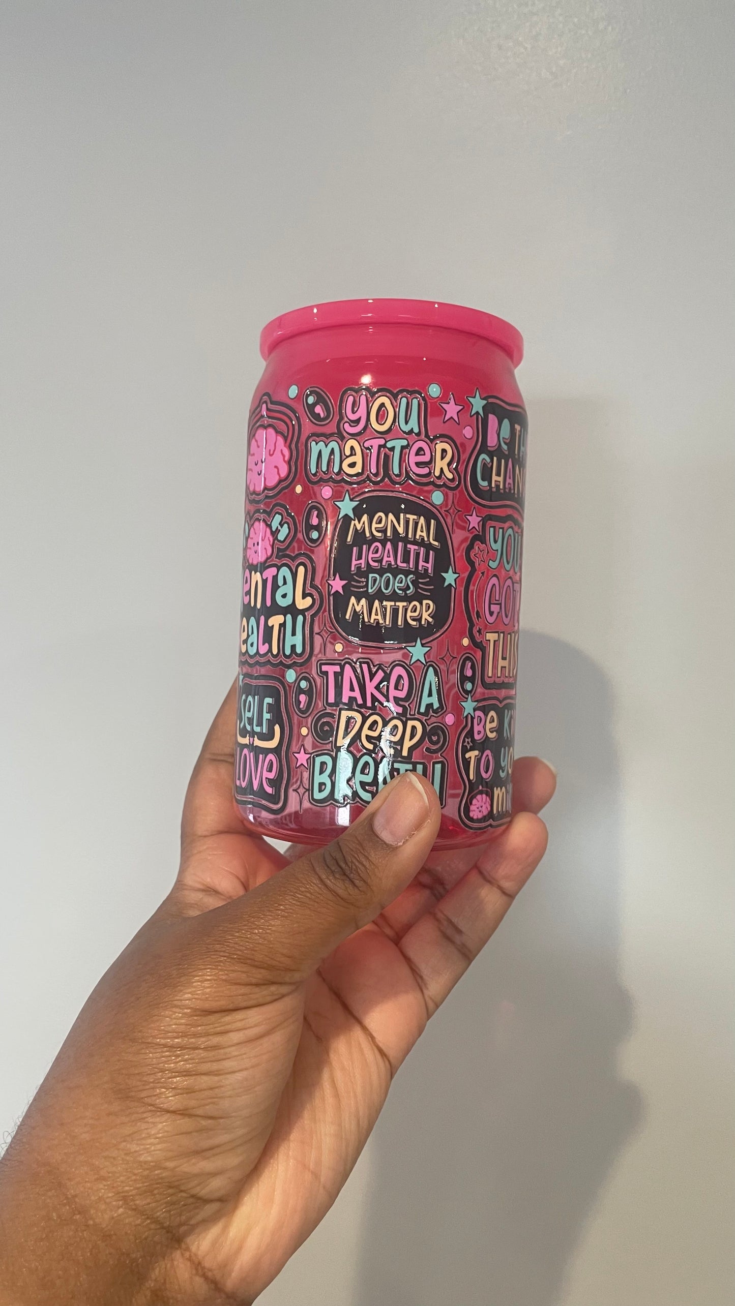 Mental Health Does Matter Hot Pink Plastic Can Tumbler