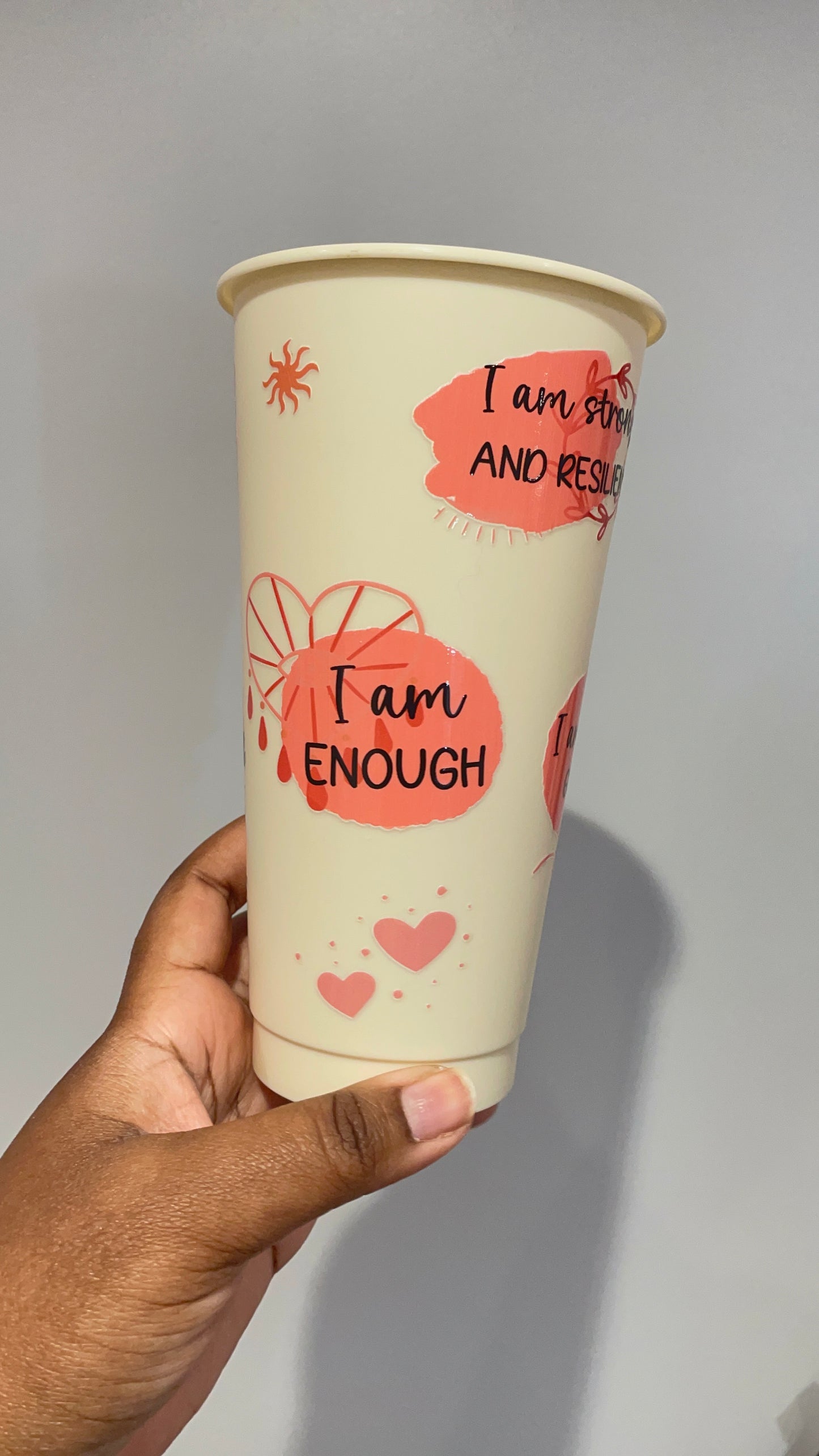 Self Love Affirmations Orange and Pastel Yellow Cold Cup