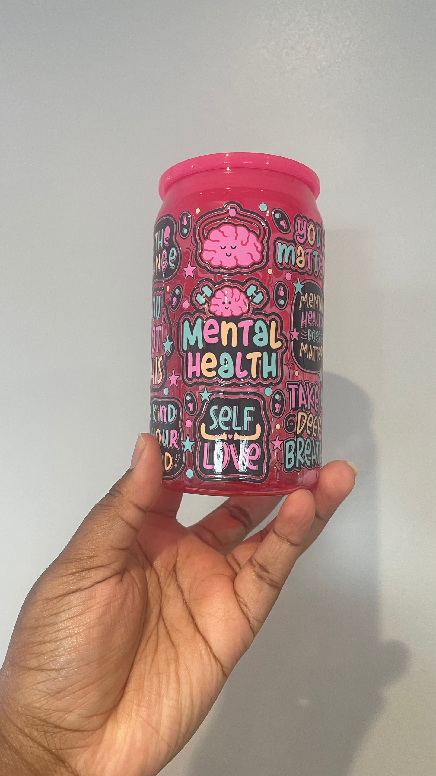 Mental Health Does Matter Hot Pink Plastic Can Tumbler