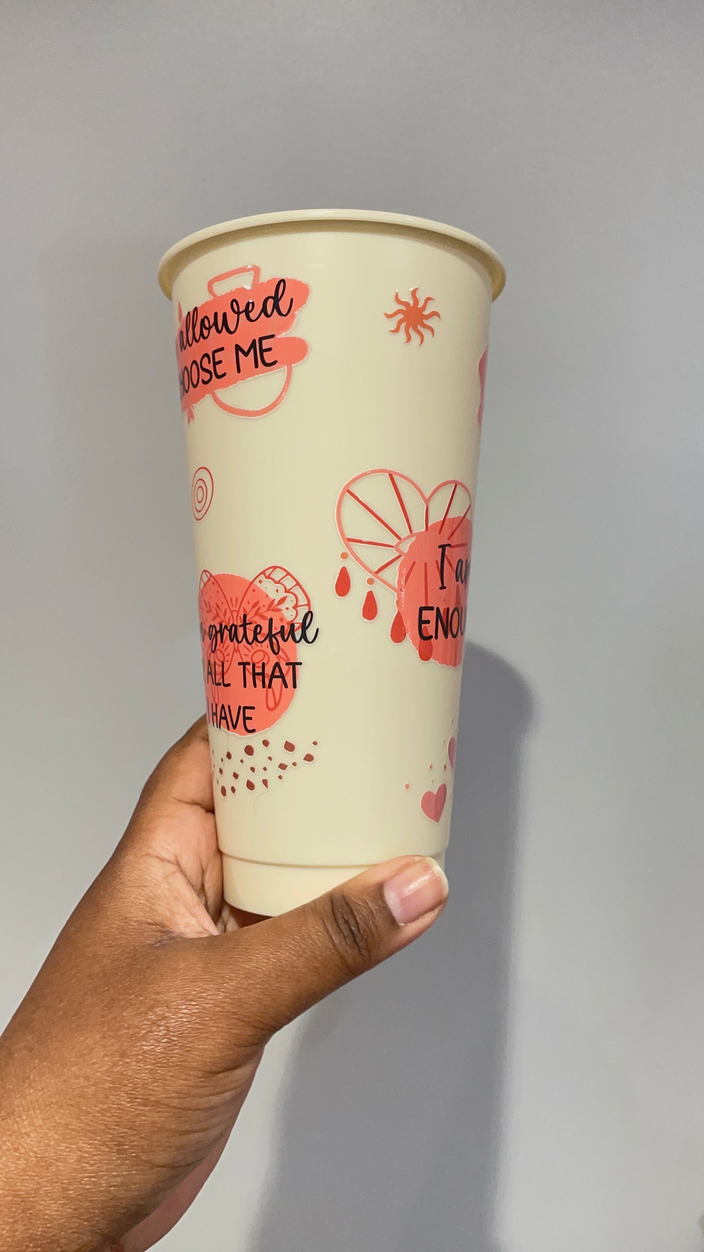 Self Love Affirmations Orange and Pastel Yellow Cold Cup