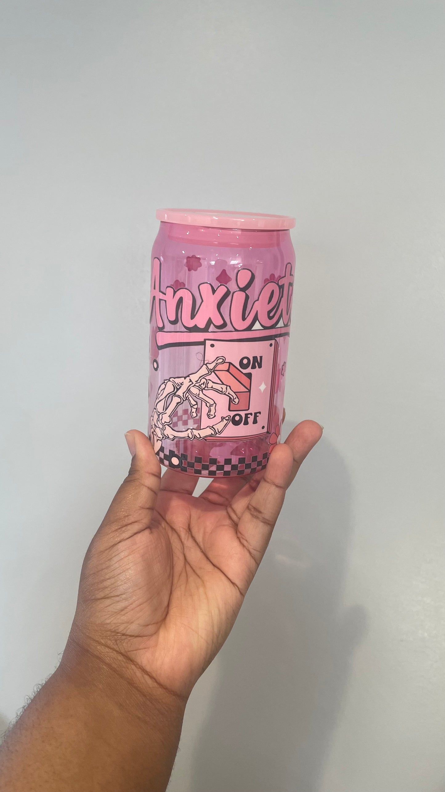 Anxiety Off Pink Plastic Can Tumbler