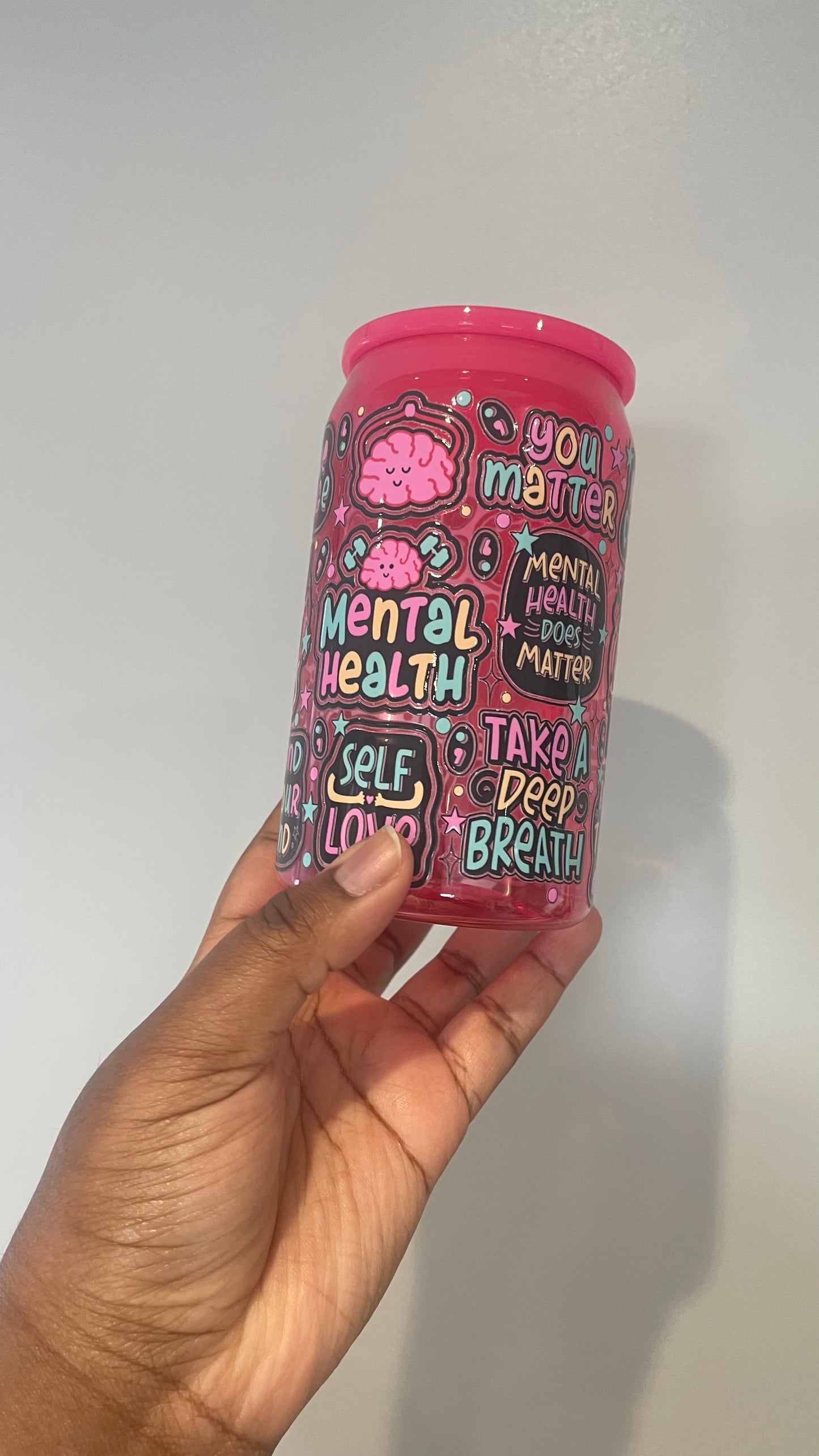 Mental Health Does Matter Hot Pink Plastic Can Tumbler