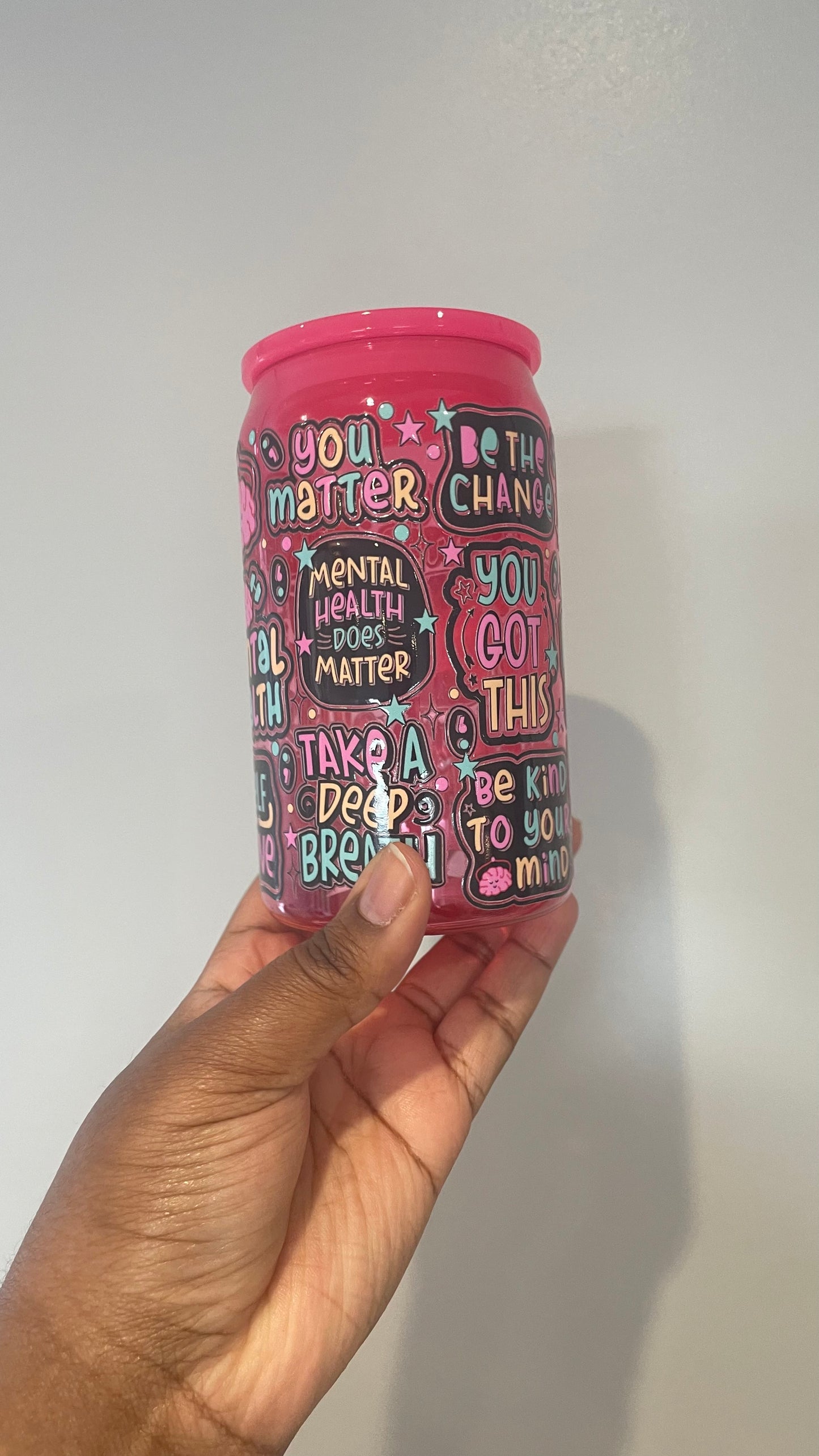 Mental Health Does Matter Hot Pink Plastic Can Tumbler