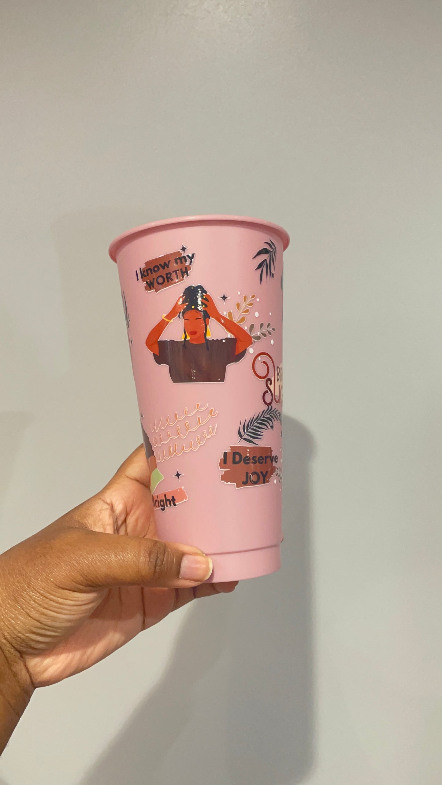 Brown Sugar Black Women Affirmations Muted Pink Cold Cup