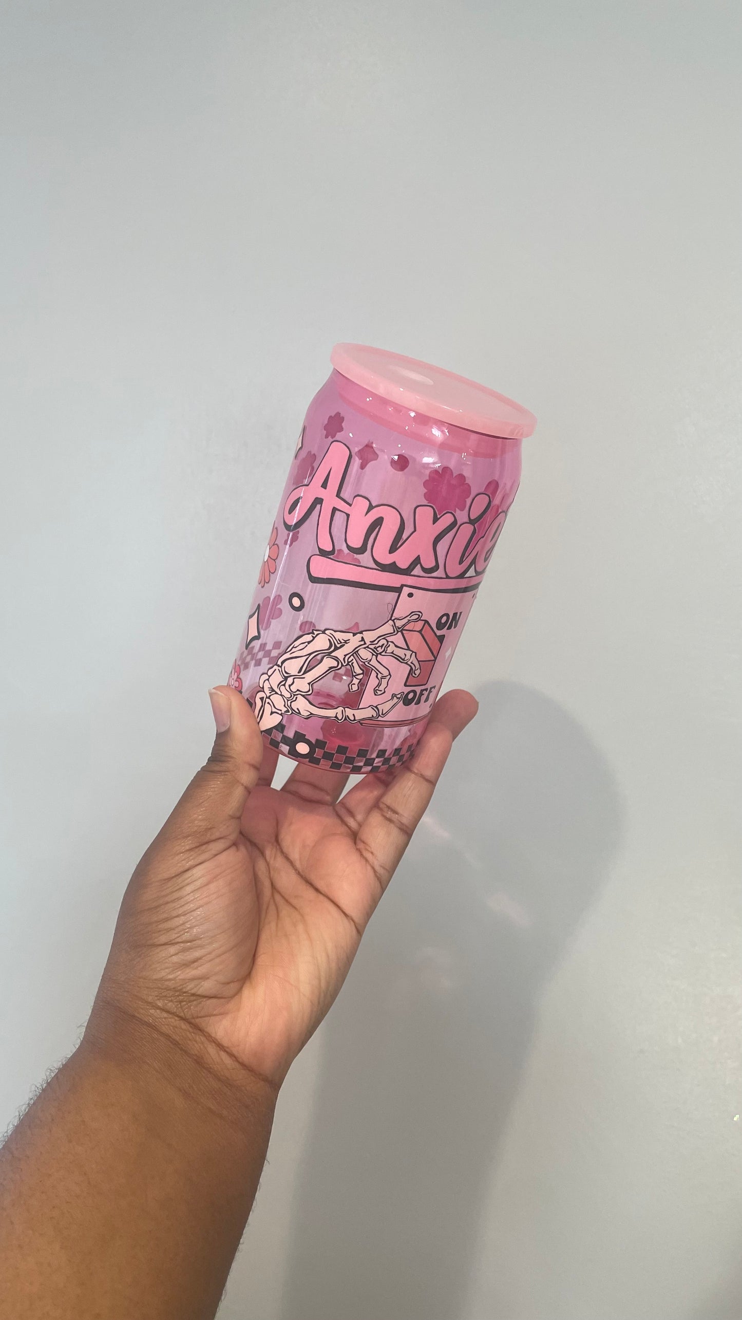 Anxiety Off Pink Plastic Can Tumbler