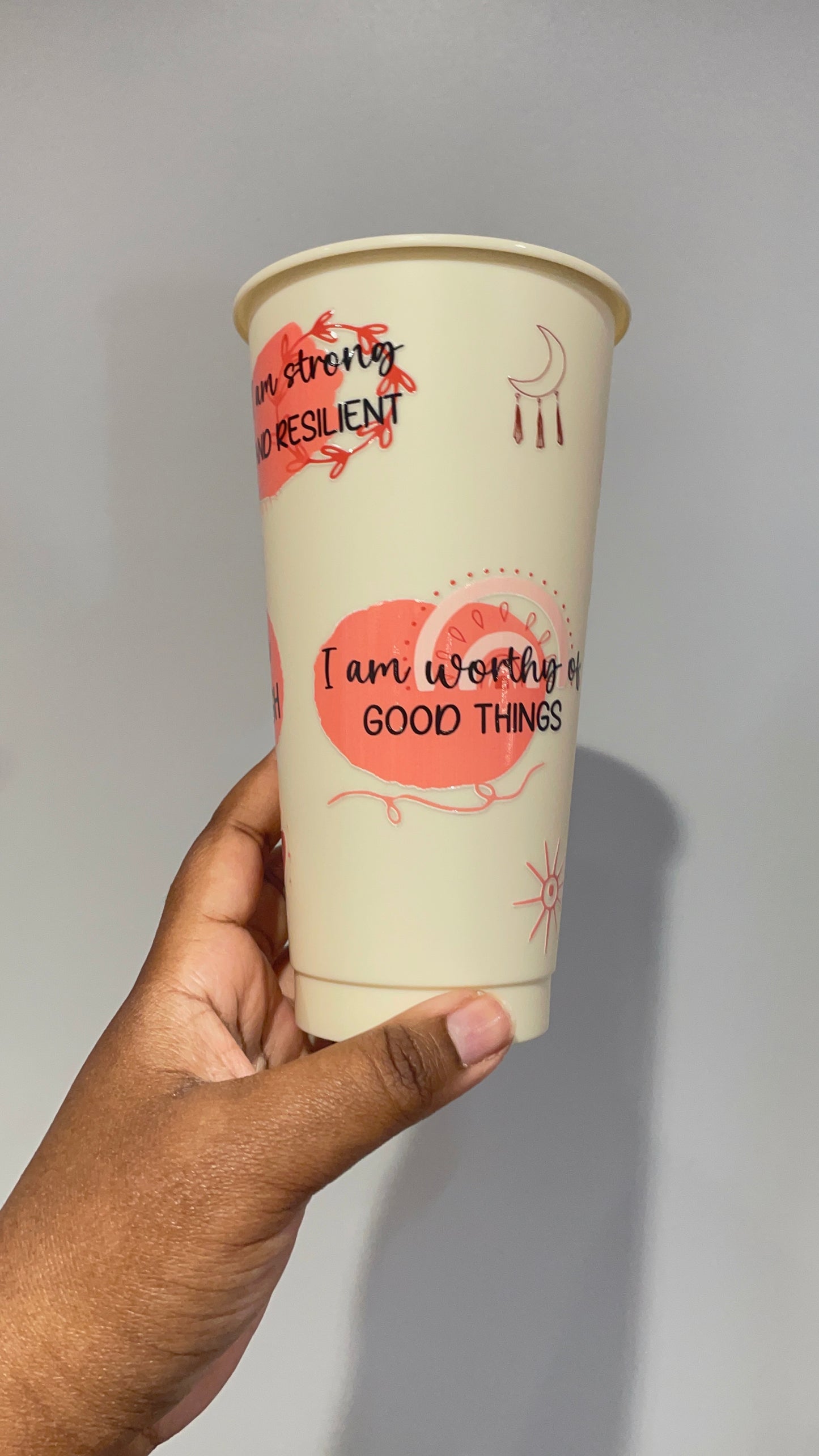 Self Love Affirmations Orange and Pastel Yellow Cold Cup