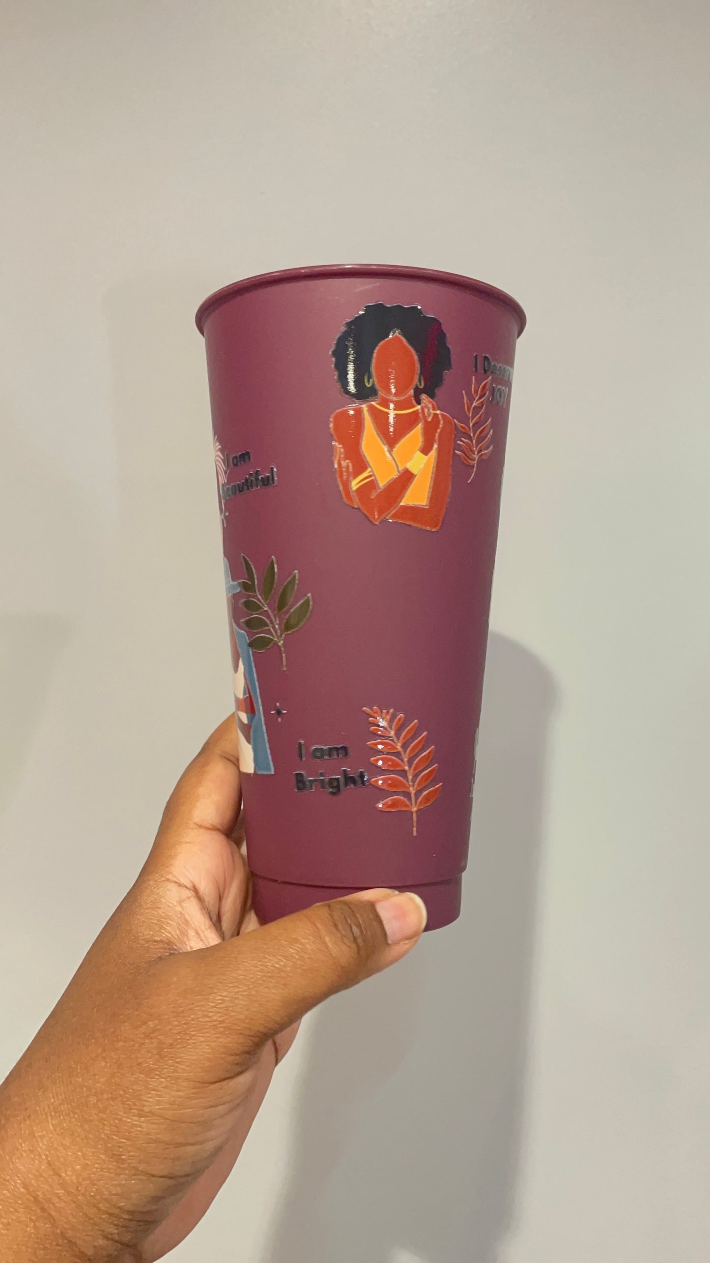 Black Women Affirmations Burgundy Cold Cup