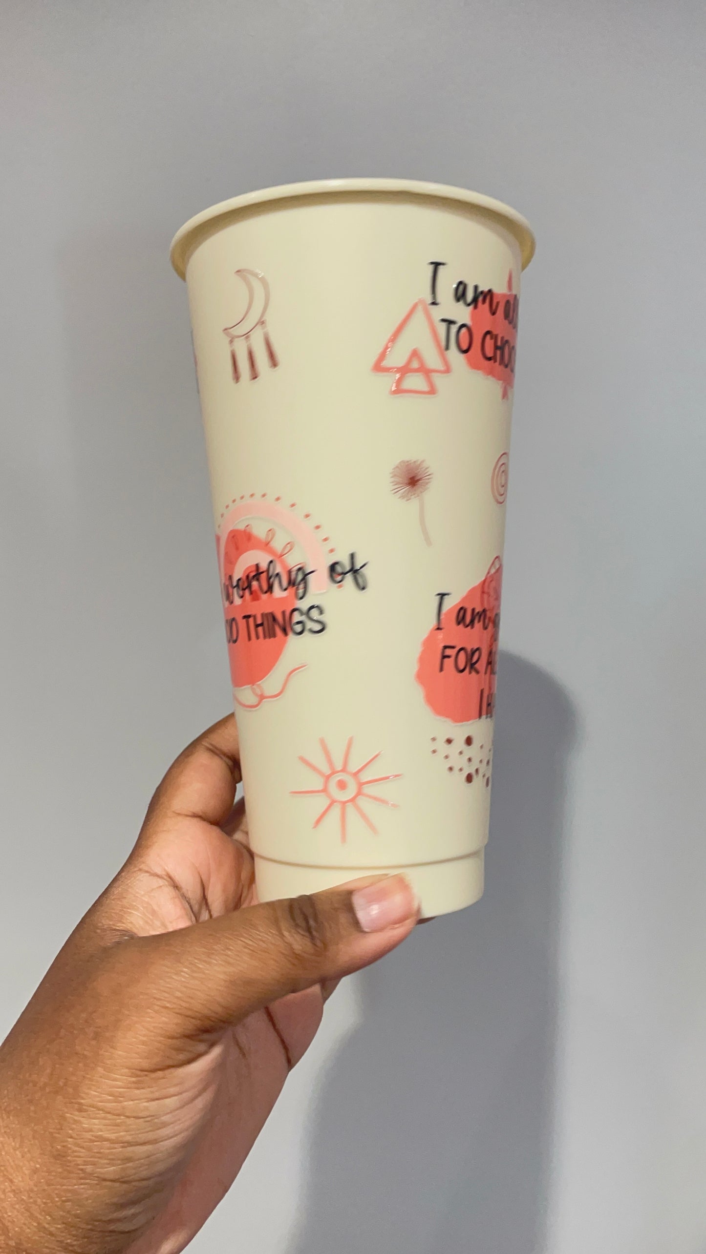 Self Love Affirmations Orange and Pastel Yellow Cold Cup