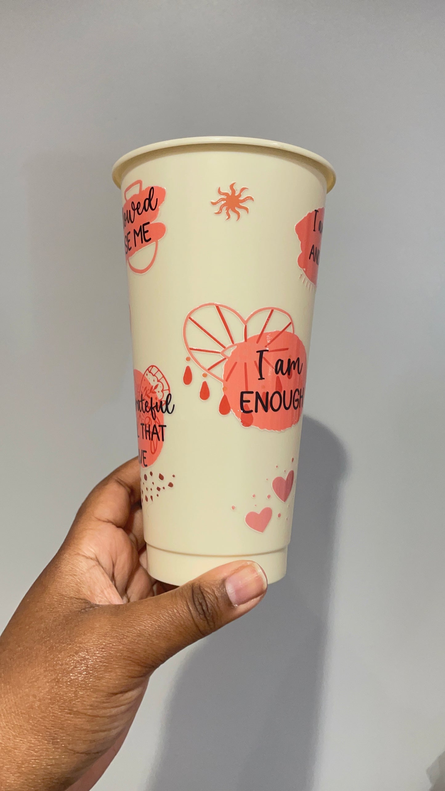 Self Love Affirmations Orange and Pastel Yellow Cold Cup