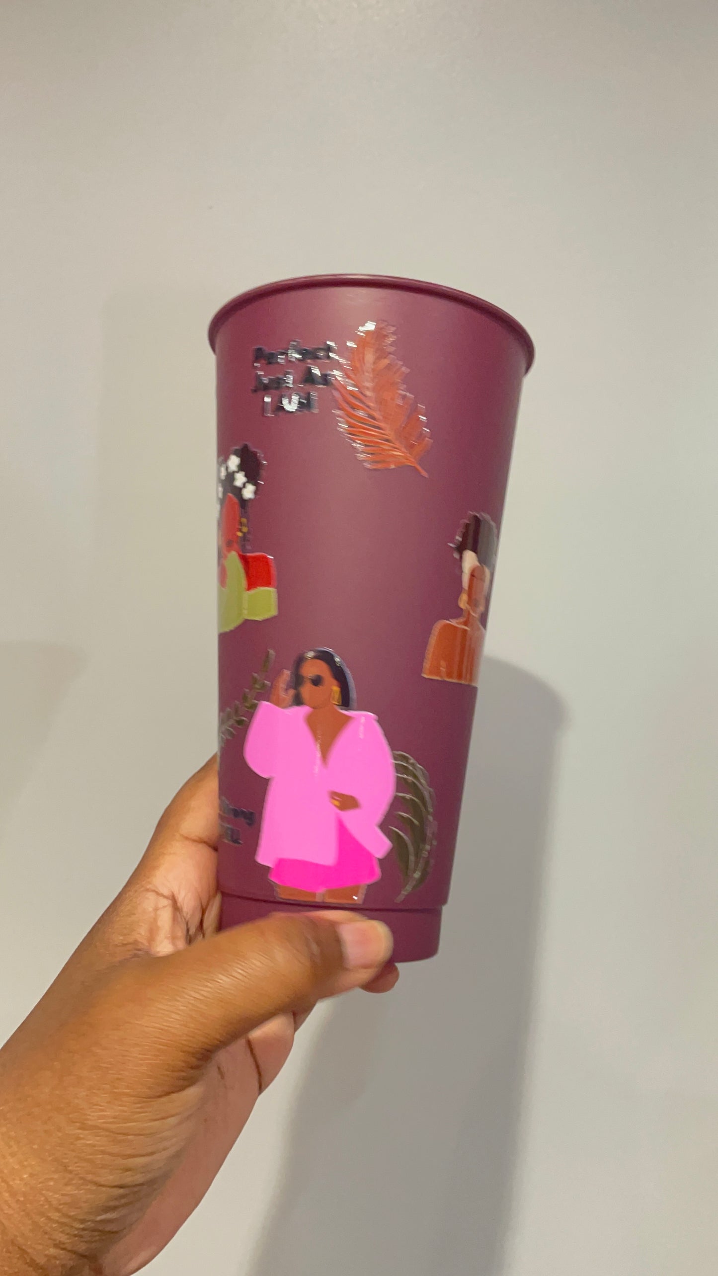 Black Women Affirmations Burgundy Cold Cup