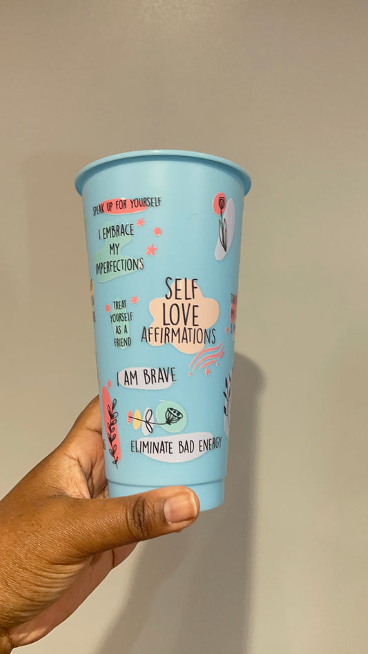 Baby Blue Self Love Affirmations Cold Cup