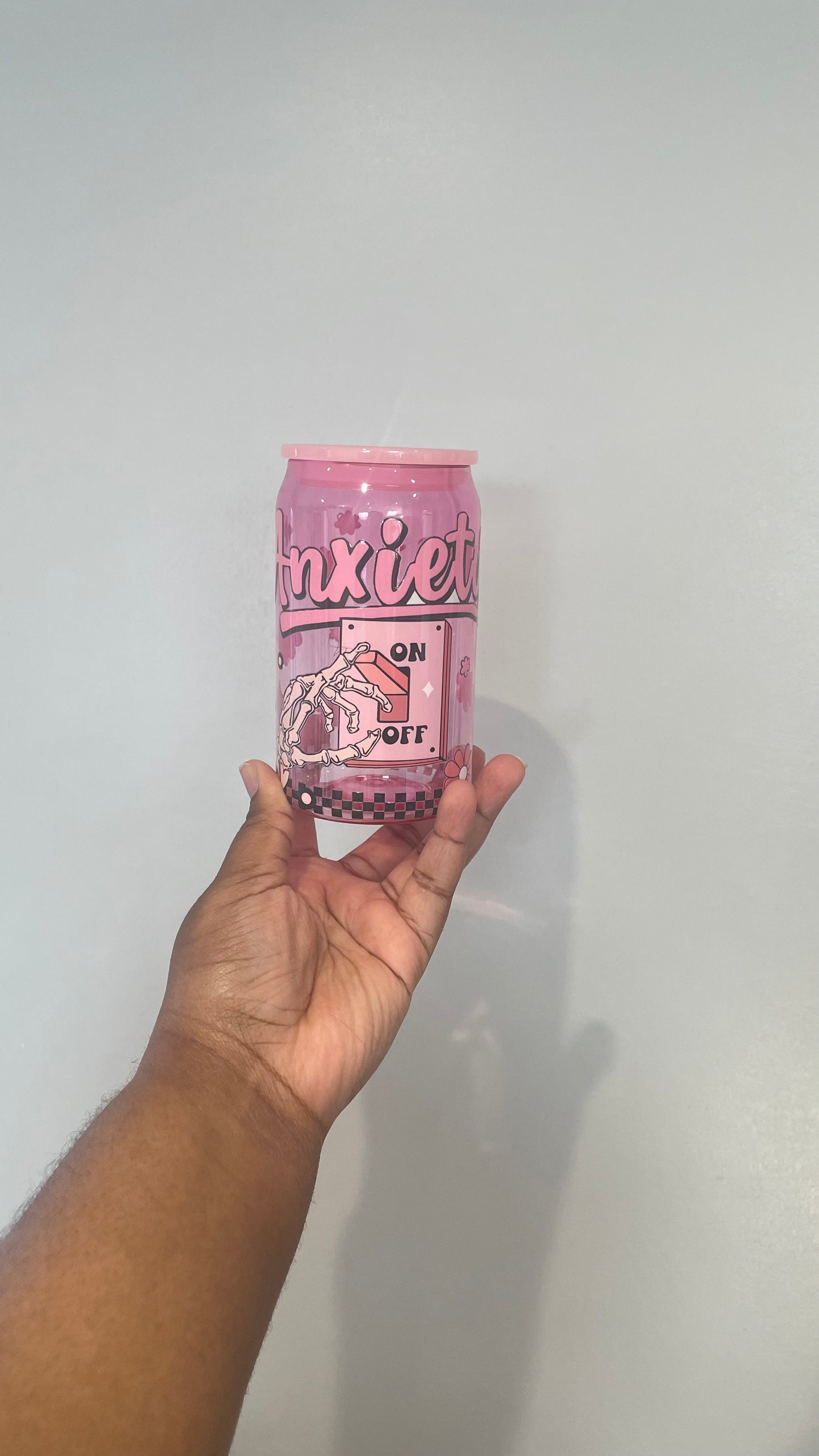 Anxiety Off Pink Plastic Can Tumbler