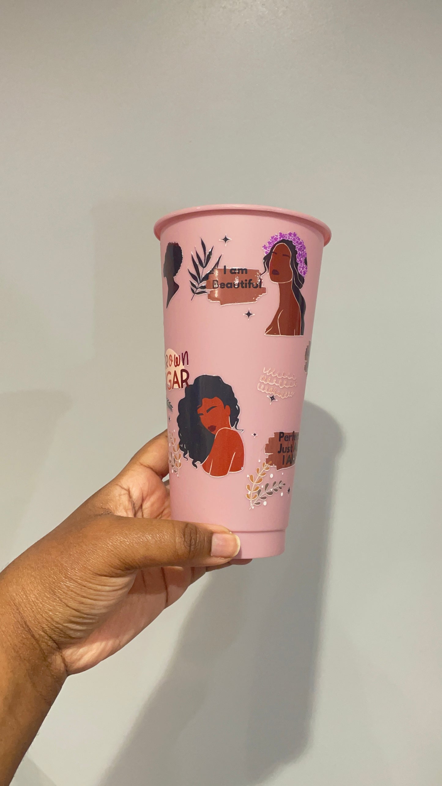 Brown Sugar Black Women Affirmations Muted Pink Cold Cup