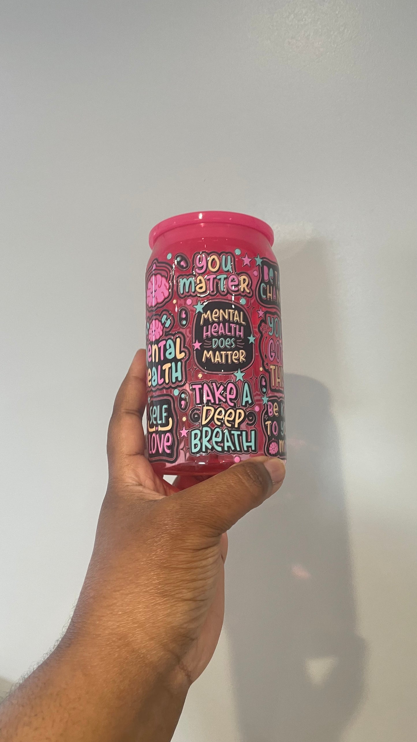 Mental Health Does Matter Hot Pink Plastic Can Tumbler