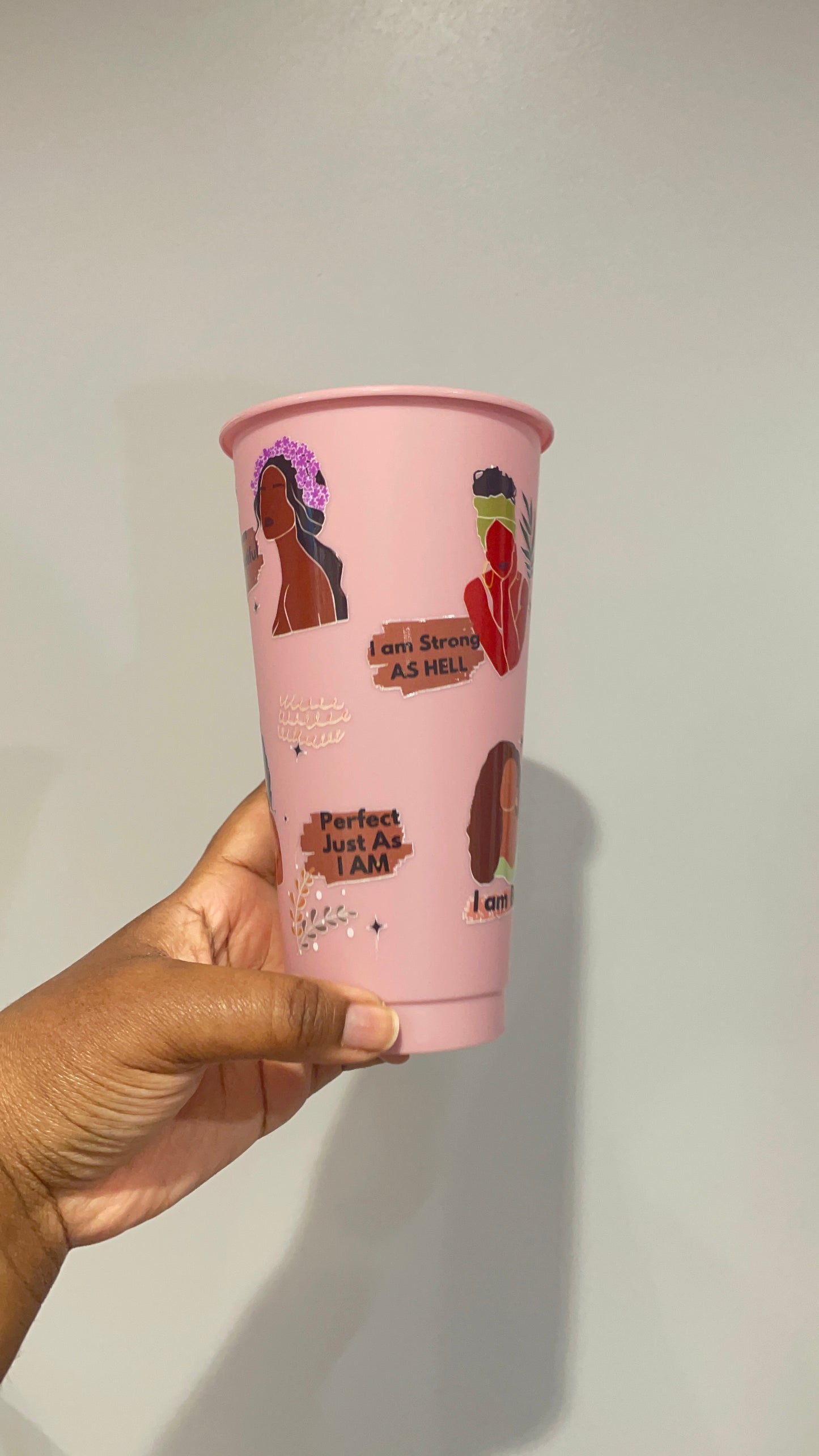 Brown Sugar Black Women Affirmations Muted Pink Cold Cup