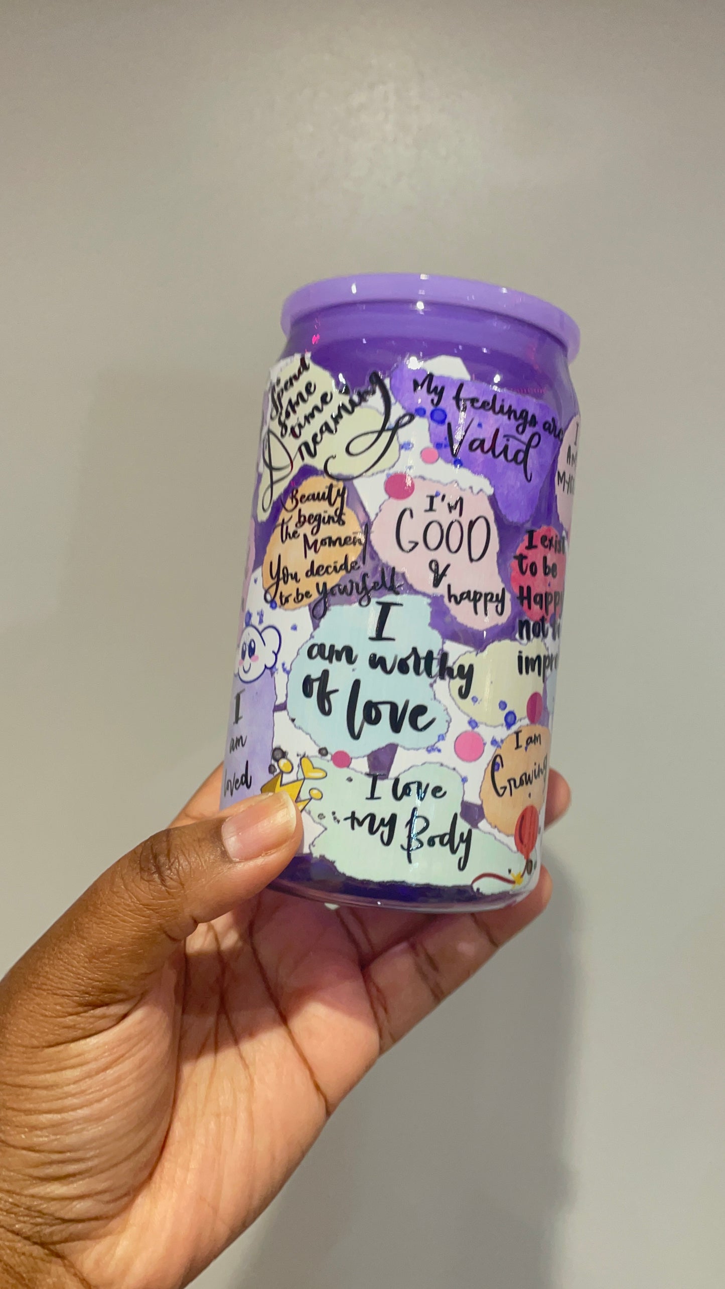 Self Love Purple Plastic Can Tumbler