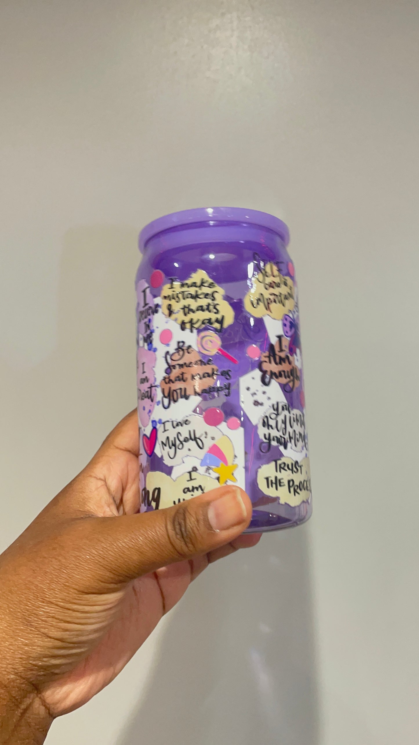 Self Love Purple Plastic Can Tumbler