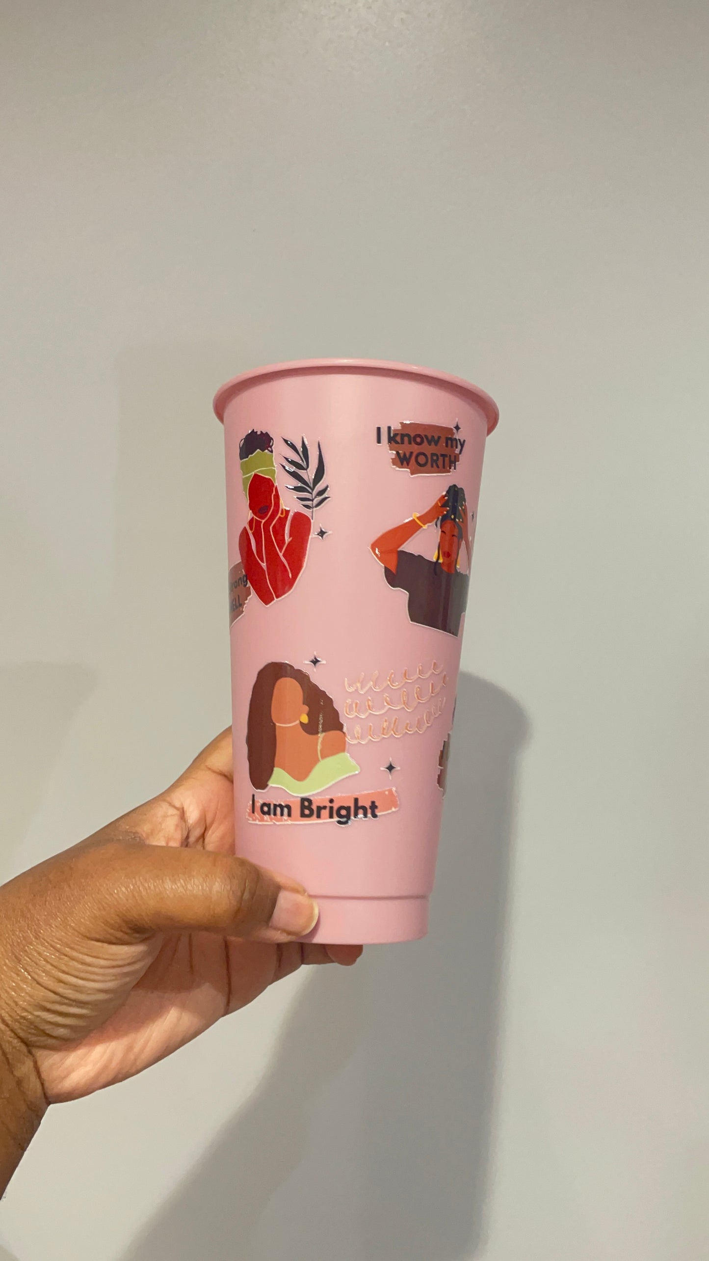 Brown Sugar Black Women Affirmations Muted Pink Cold Cup